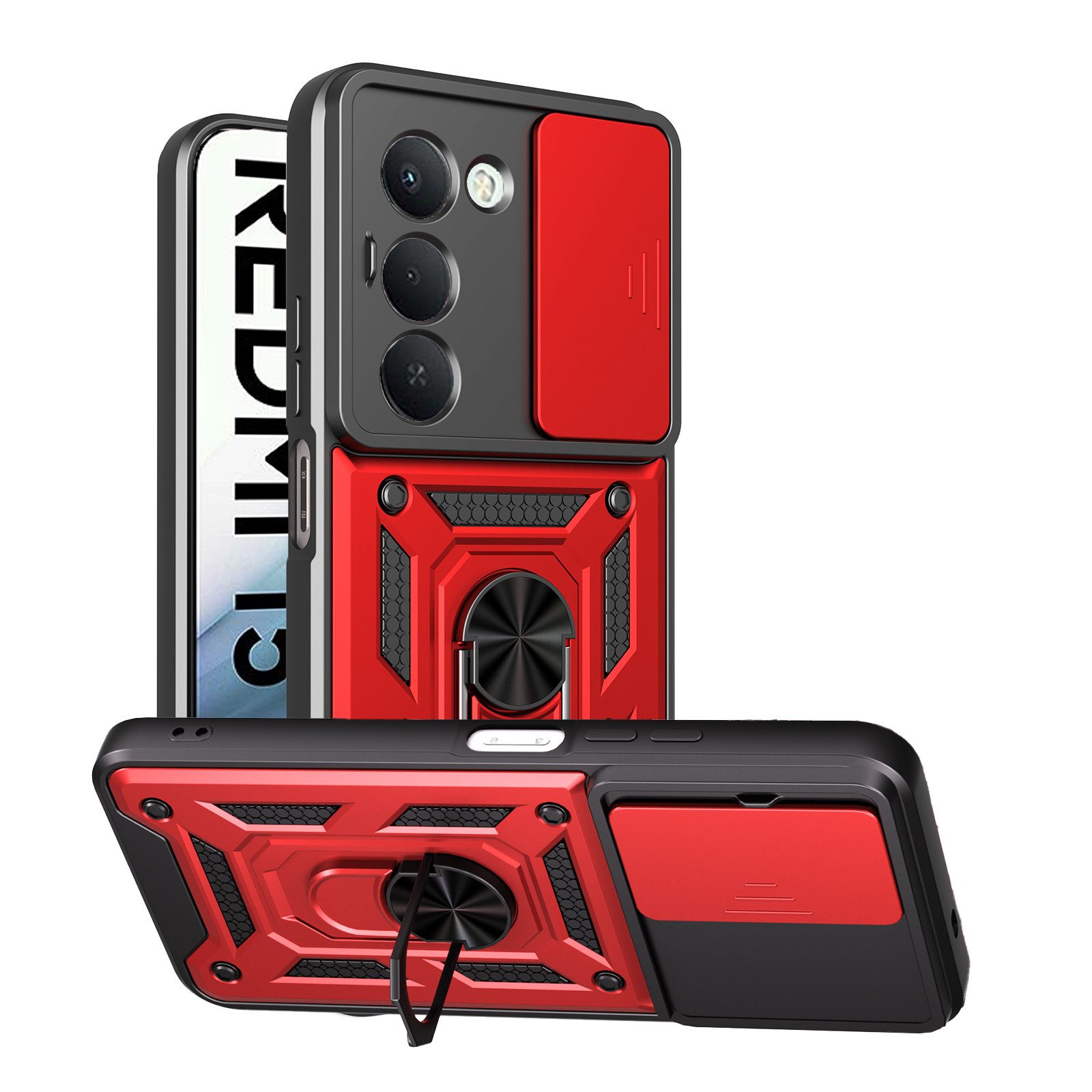 betterfon Handyhülle Panzerhülle für Xiaomi Redmi 15 4G / 5G mit Kameraschutz & Ringhalter, Outdoorhülle mit Smartstand und Silikonkern