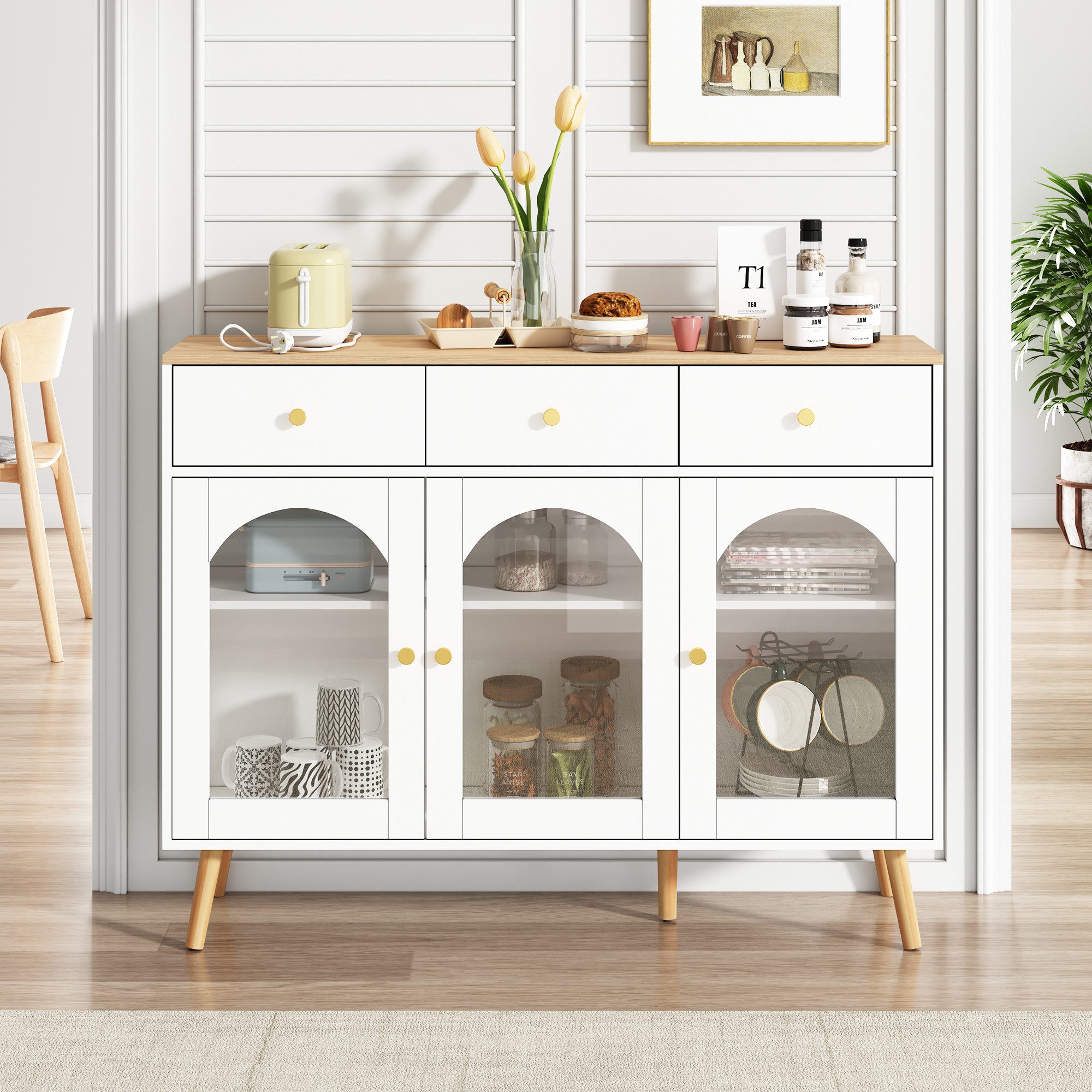 OKWISH Sideboard Mid-Century Buffet – Flexibles günstig online kaufen