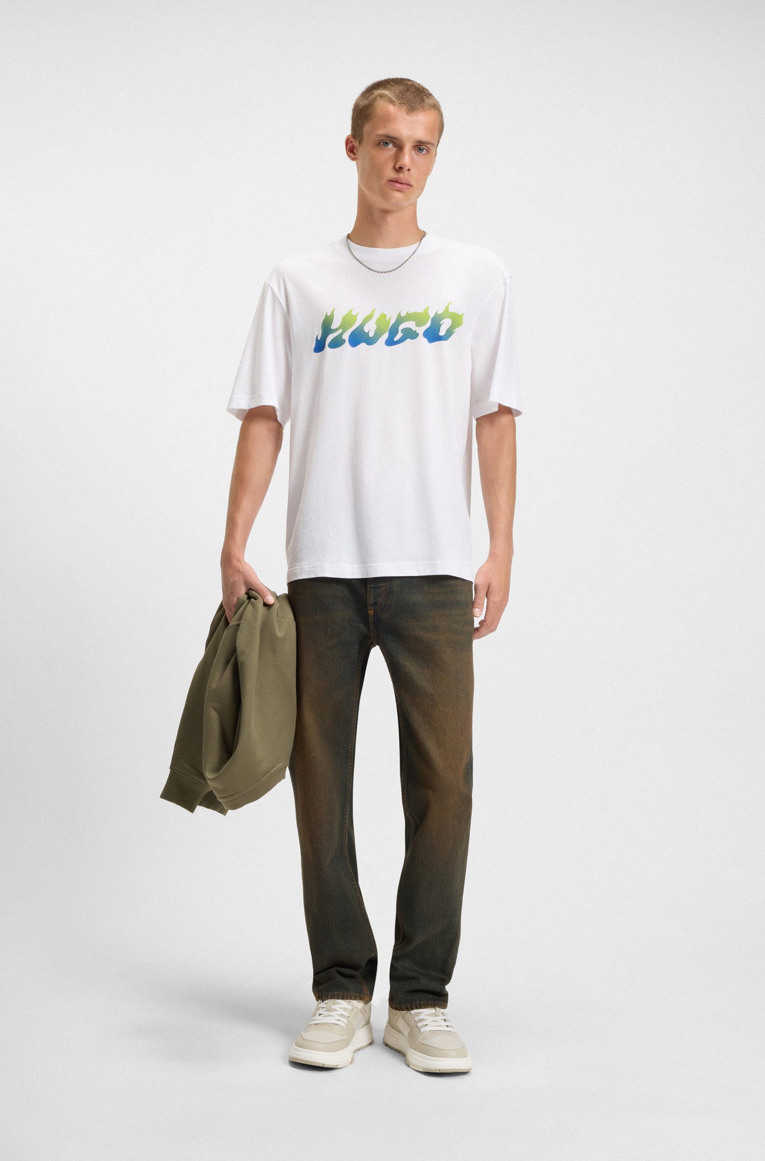 HUGO T-Shirt Napolux Rundhalsausschnitt, regular fit, Logodruck