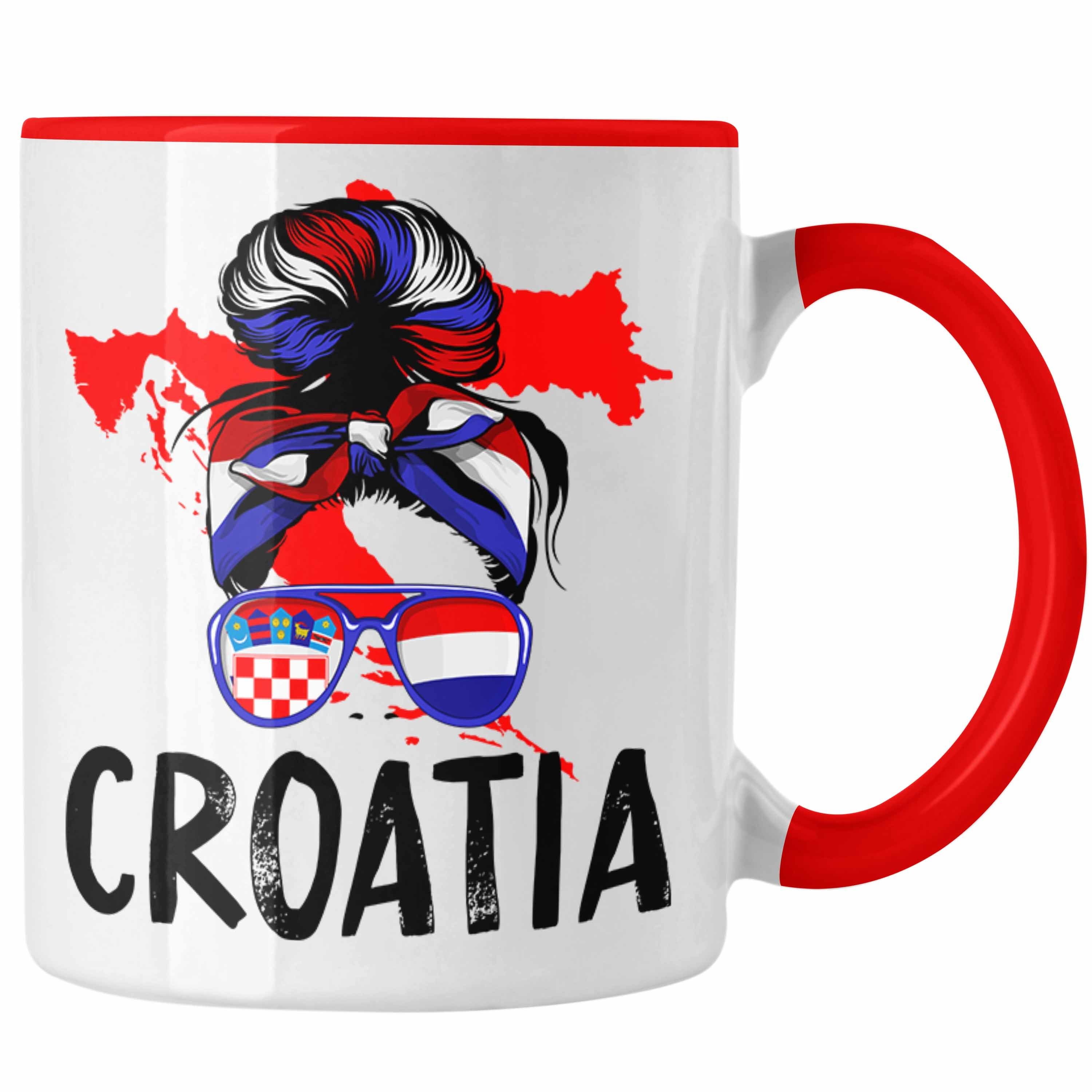 Trendation Tasse Croatia Geschenk Heimat Tasse Frau Rot Kroatische für Kroatien Geschenkide