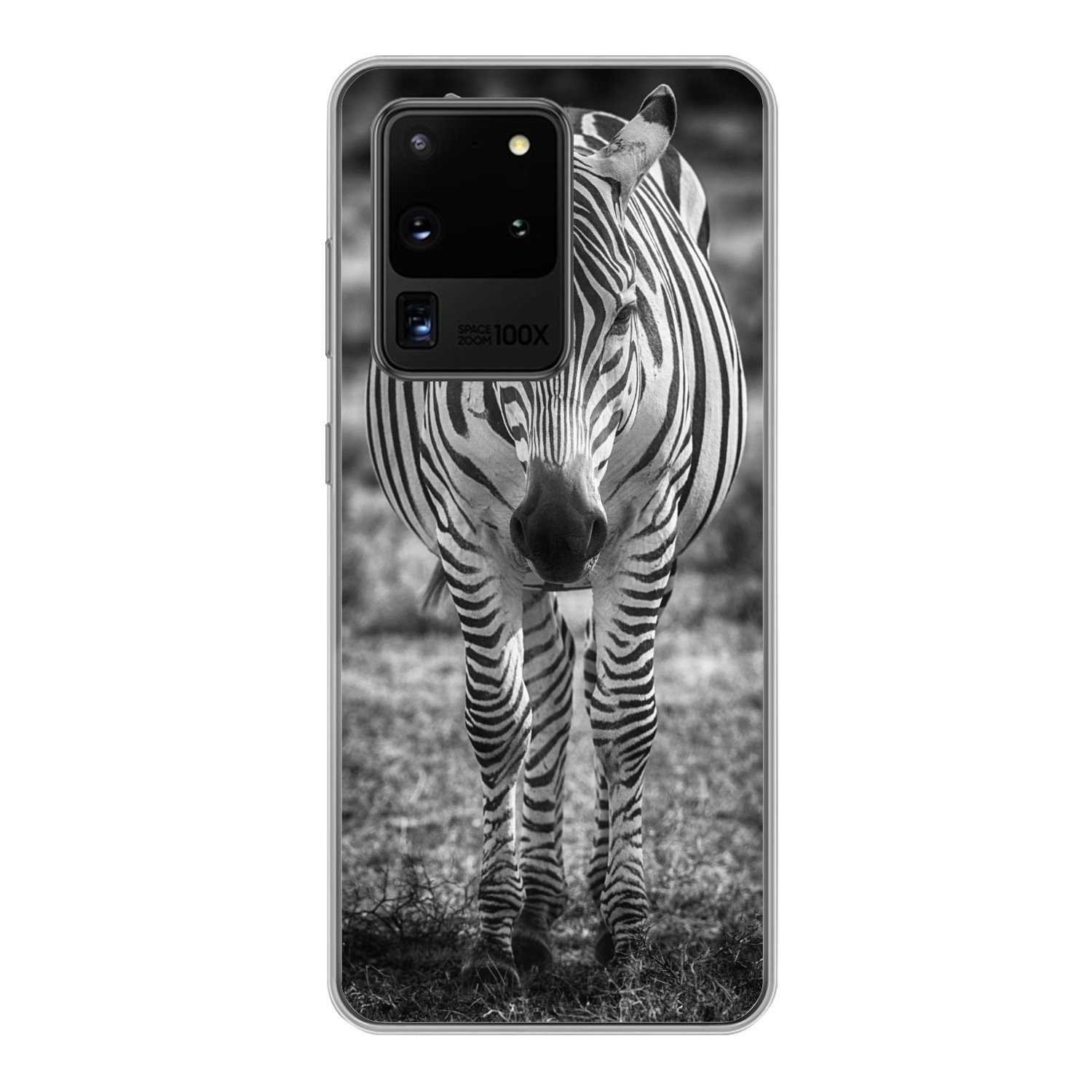 MuchoWow Handyhülle Zebra im Gras, Phone Case, Handyhülle Samsung Galaxy  S20 Ultra, Silikon, Schutzhülle