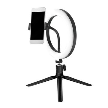 LogiLink Ringlicht 20cm LED Ringlicht-Set mit Stativ für optimale Selfies 8", lexible Ausrichtung, 10 Helligkeitsstufen, 72 LEDs, kompakt und mobil