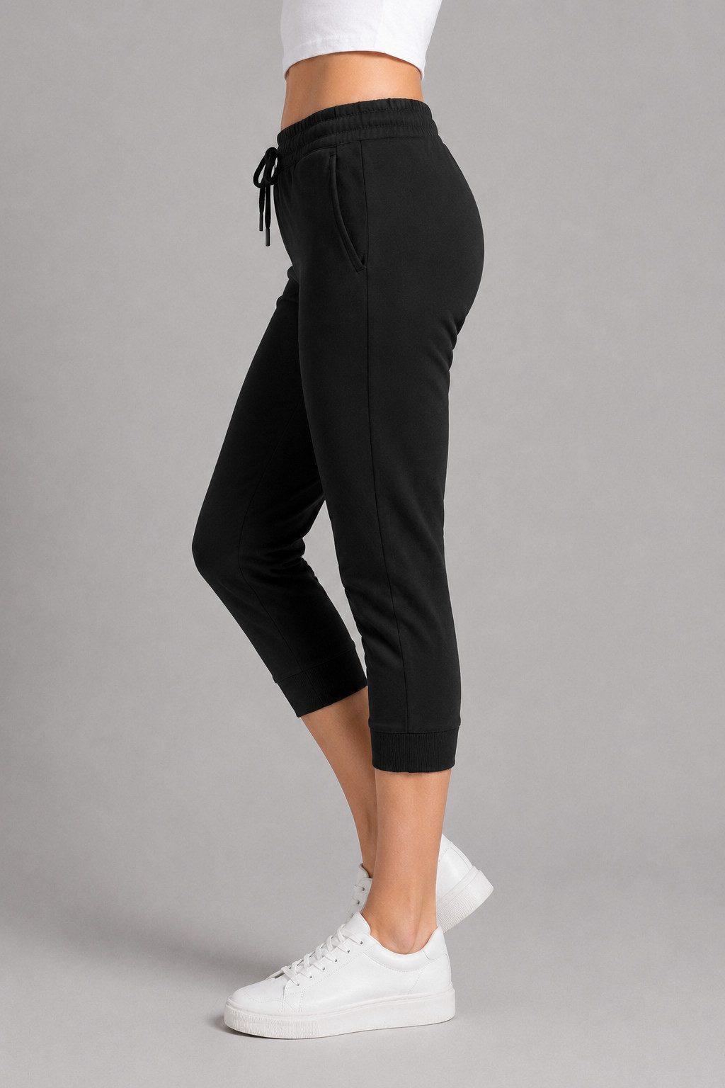 3/4-Hose Damen - Jogginghose mit Kordelzug, Sporthose, Caprihose