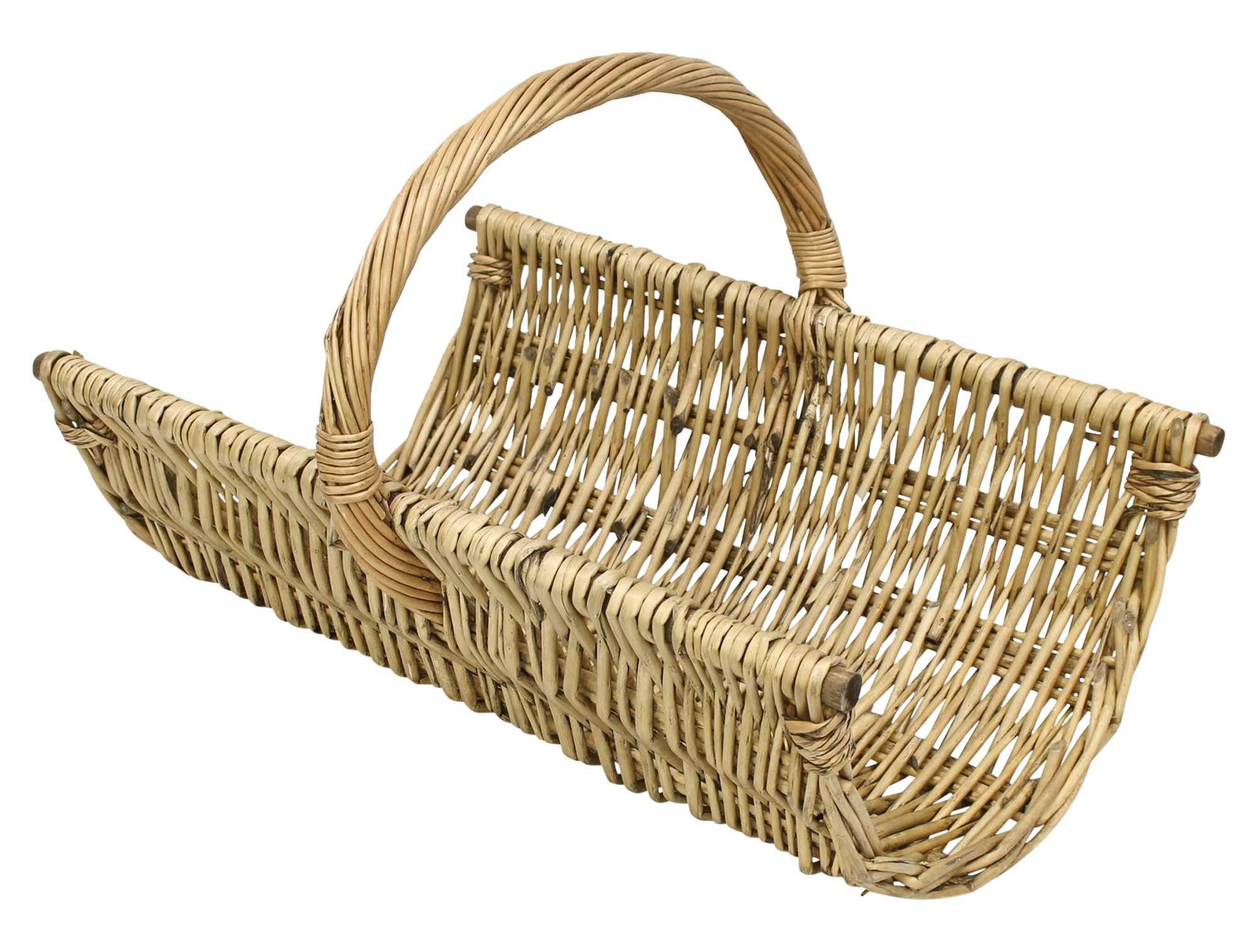 Dekoleidenschaft Kaminholzkorb "Trendy" aus Weide, braun, Holzkorb, Feuerholzkorb, Holz-Tragekorb, Kaminkorb, Brennholzkorb, Weidenkorb, Aufbewahrungskorb