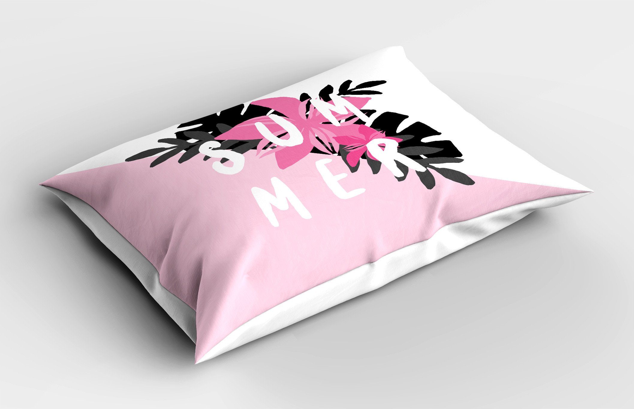 Kissenbezüge Dekorativer Standard rosa Blätter Gedruckter summer Abakuhaus (1 King Design Size Stück), Kissenbezug