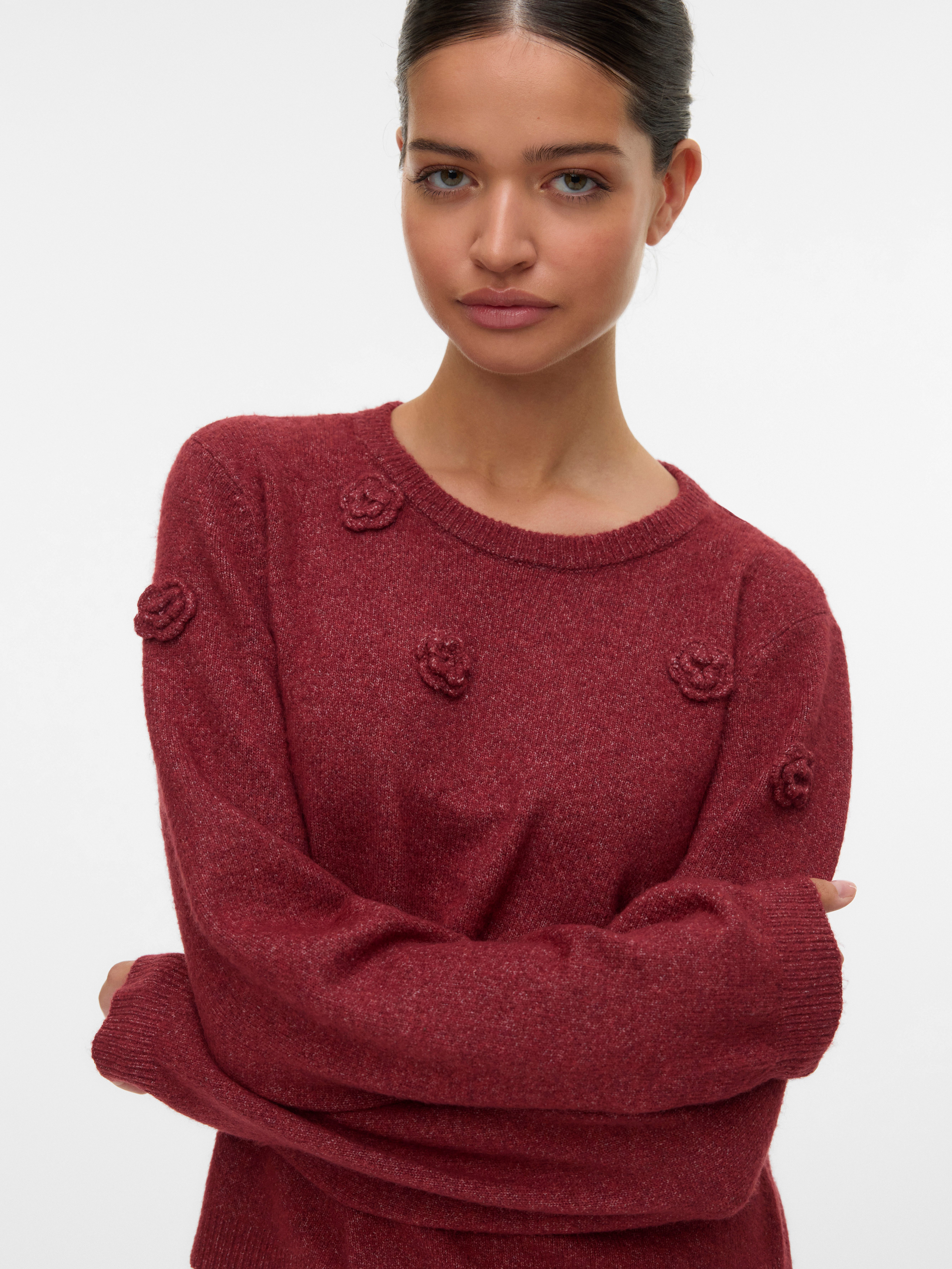 Vero Moda Rundhalspullover VMROSE LS O-NECK PULLOVER BOO, Rundhalspulli