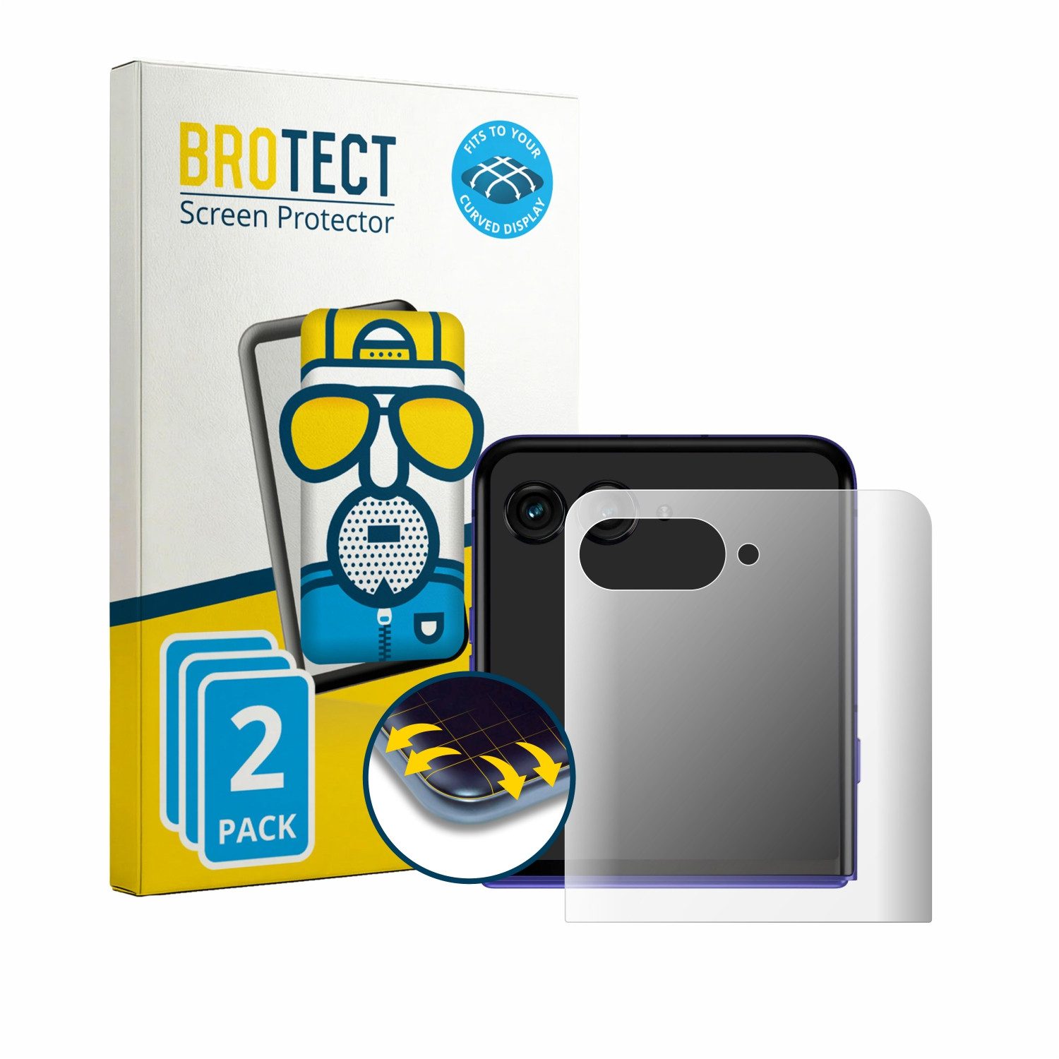 BROTECT Displayschutzfolie Fullscreen Schutzfolie für Motorola Razr 70 Ultra (Hinteres Display), 2 Stück, Displayschutz Folie Fullcover Matt Entspiegelungsfolie