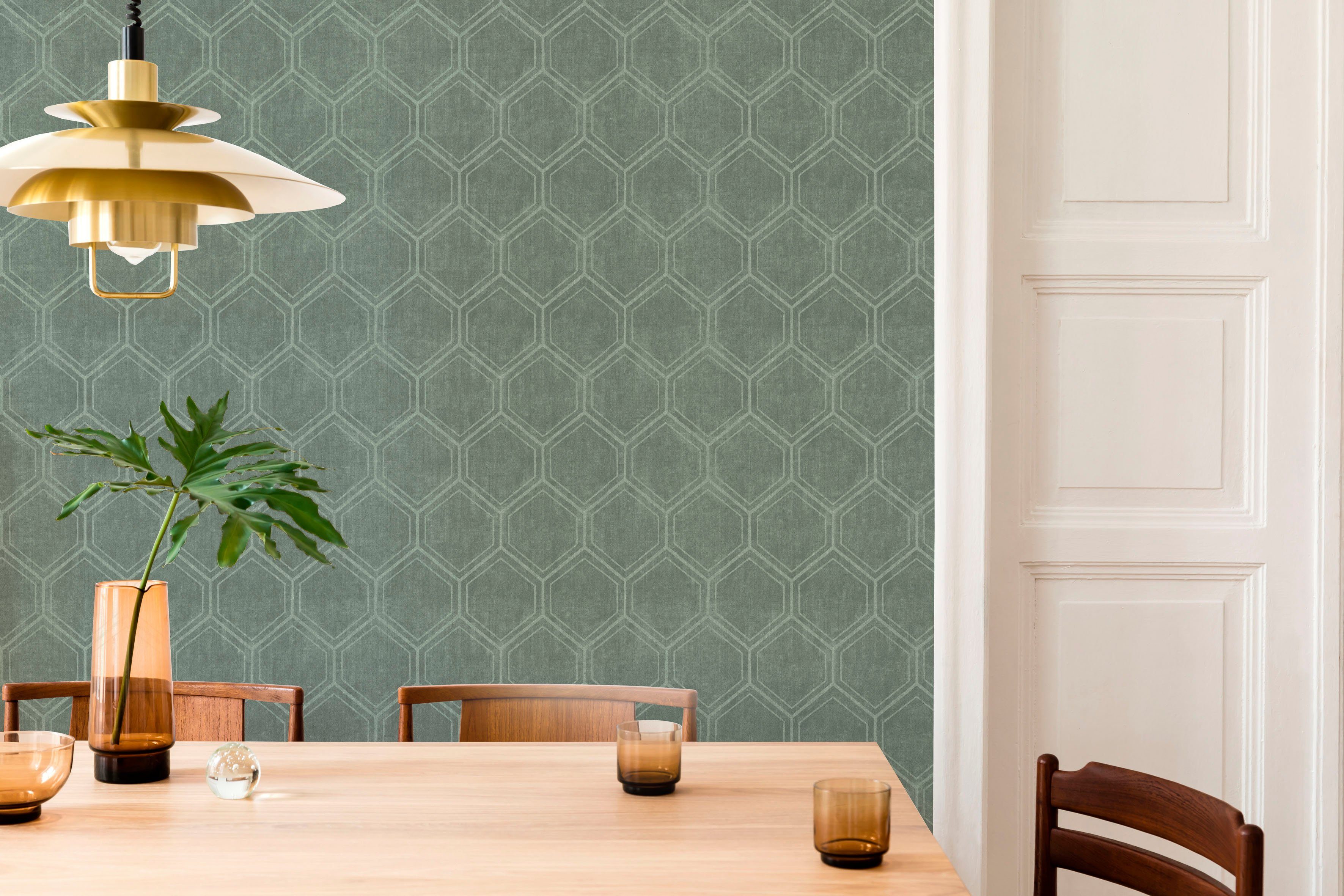 Superfresco Easy Vliestapete Hexagon, texturiert, 3D-Optik, (1 St), 3D-Optik