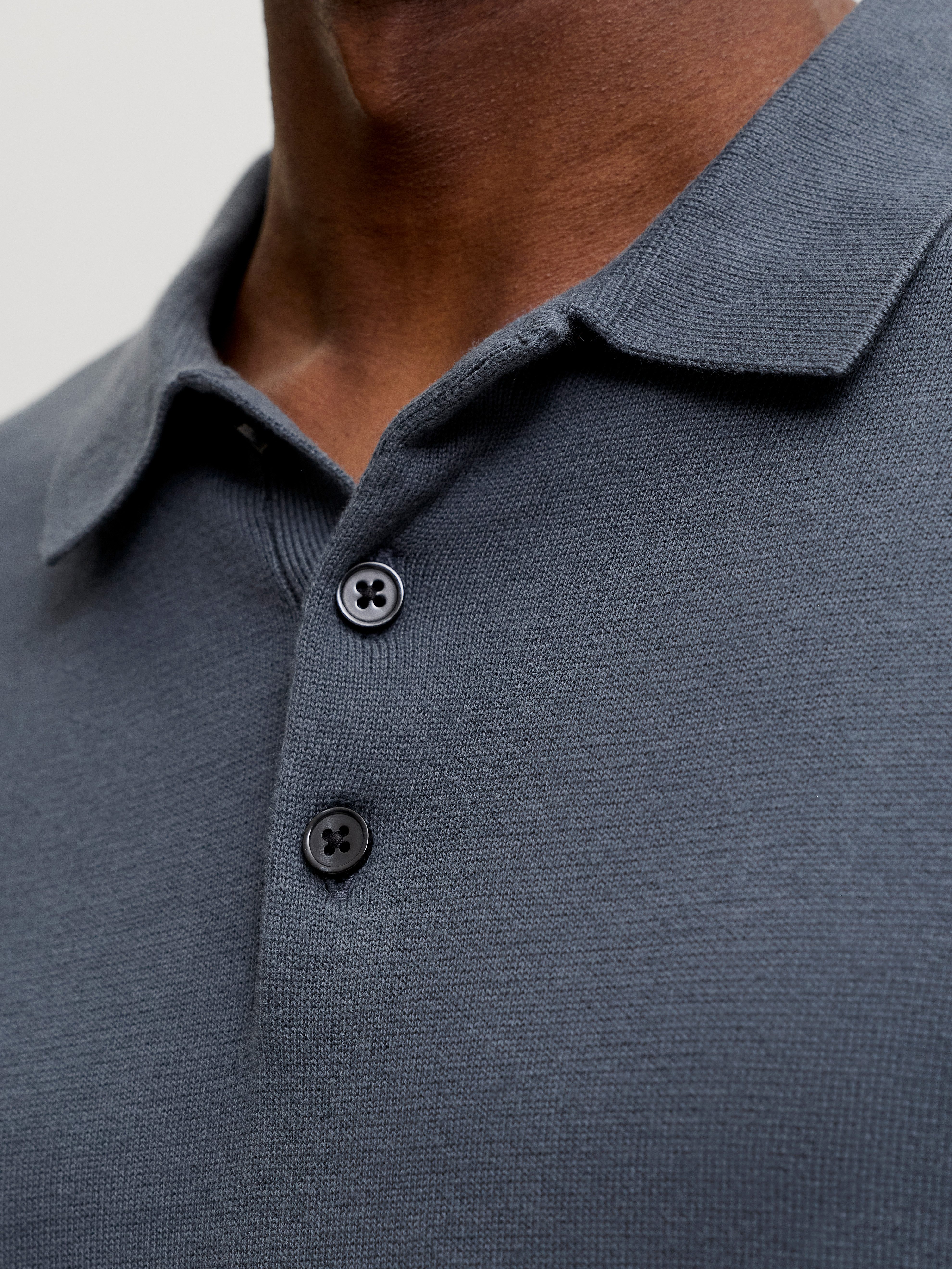 Jack & Jones Polokragenpullover JJEBASIC KNIT LS POLO SN Baumwolle, normal geschnitten – Bild 3 von 5