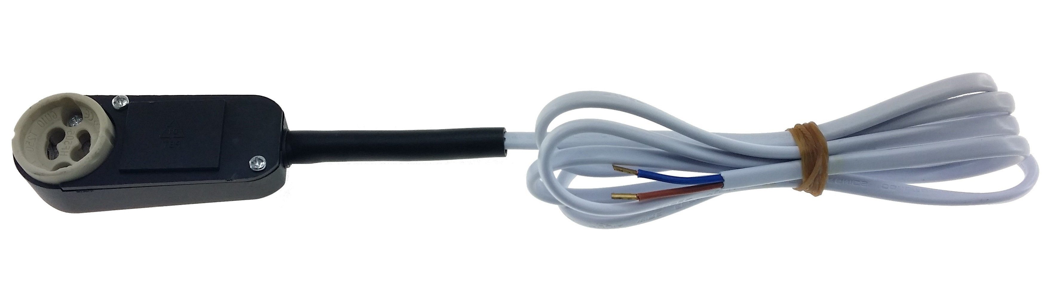 PVC Kabel - inkl. Pack Einbauleuchte, Halogen, Strahler - Einbaustrahler Sockel 2x0,75mm² Einbauleuchte – - Fassung weißes LED für 100cm Anschlusskasten TRANGO oder - GU10AK-1M Sicherheit-Lampenfassung GU10 1er