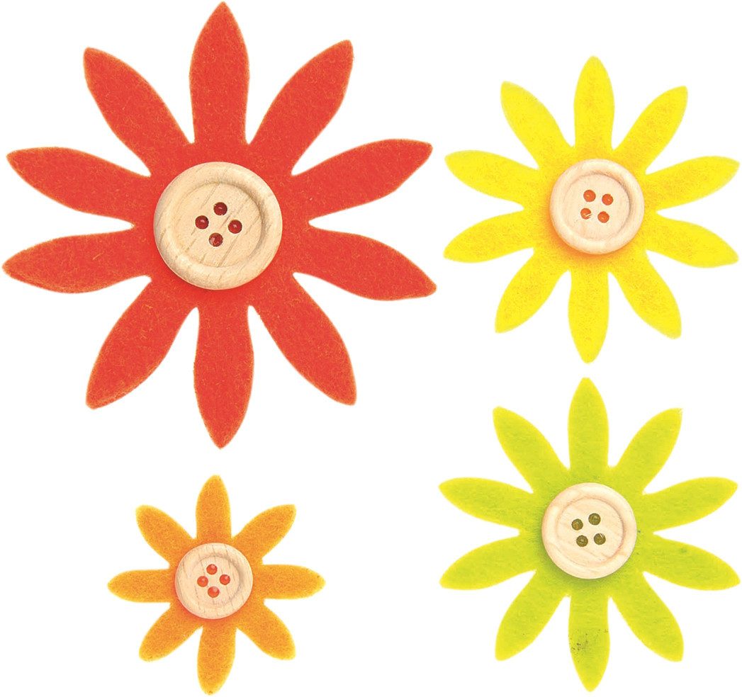 Glorex Bastelnaturmaterial Glorex Filzblumen 12 Stück, 3,5 - 7 cm, gelb