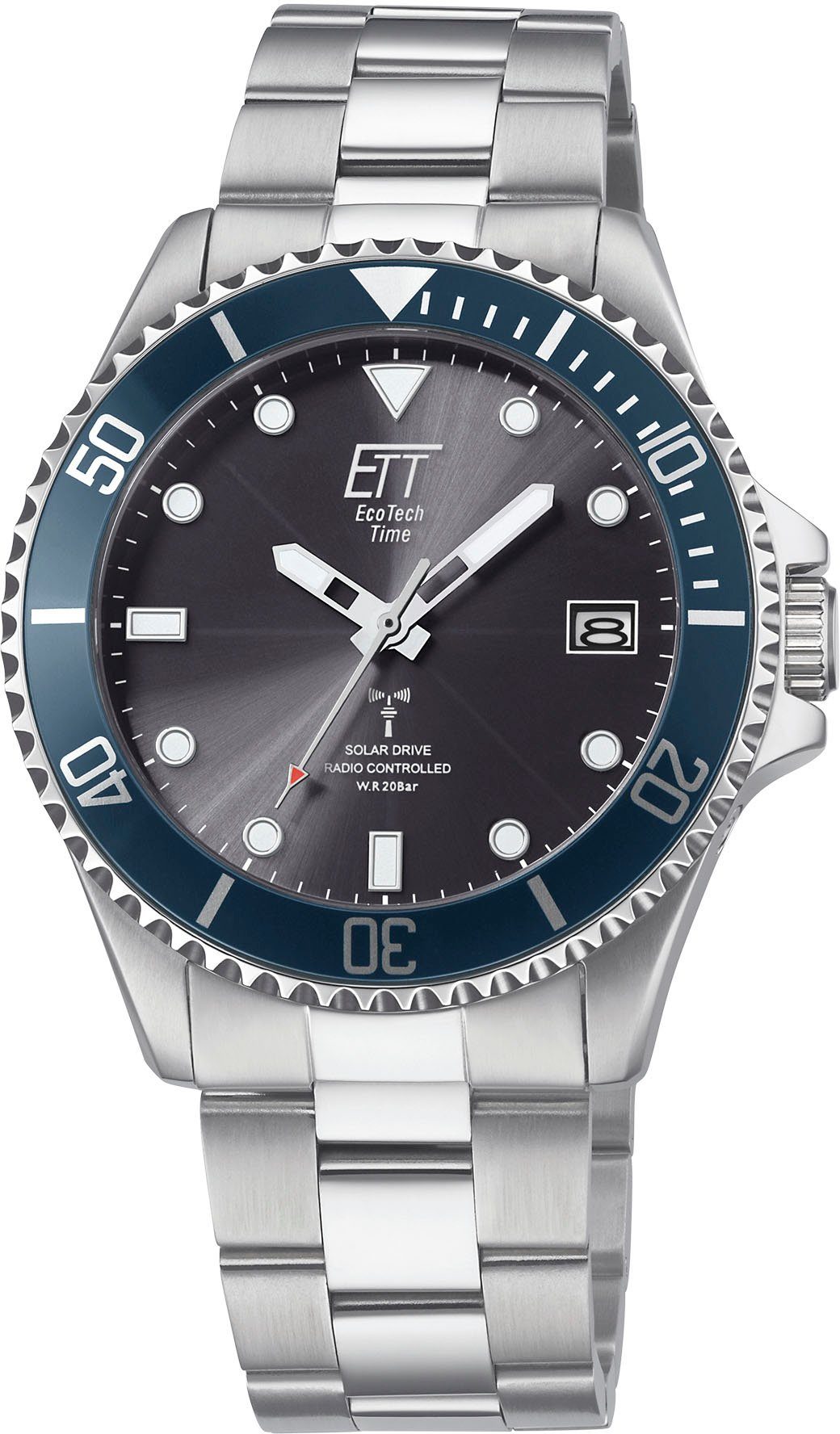 ETT Funkuhr Professional, EGS-11605-35M, Armbanduhr, Herrenuhr, Datum, Solar
