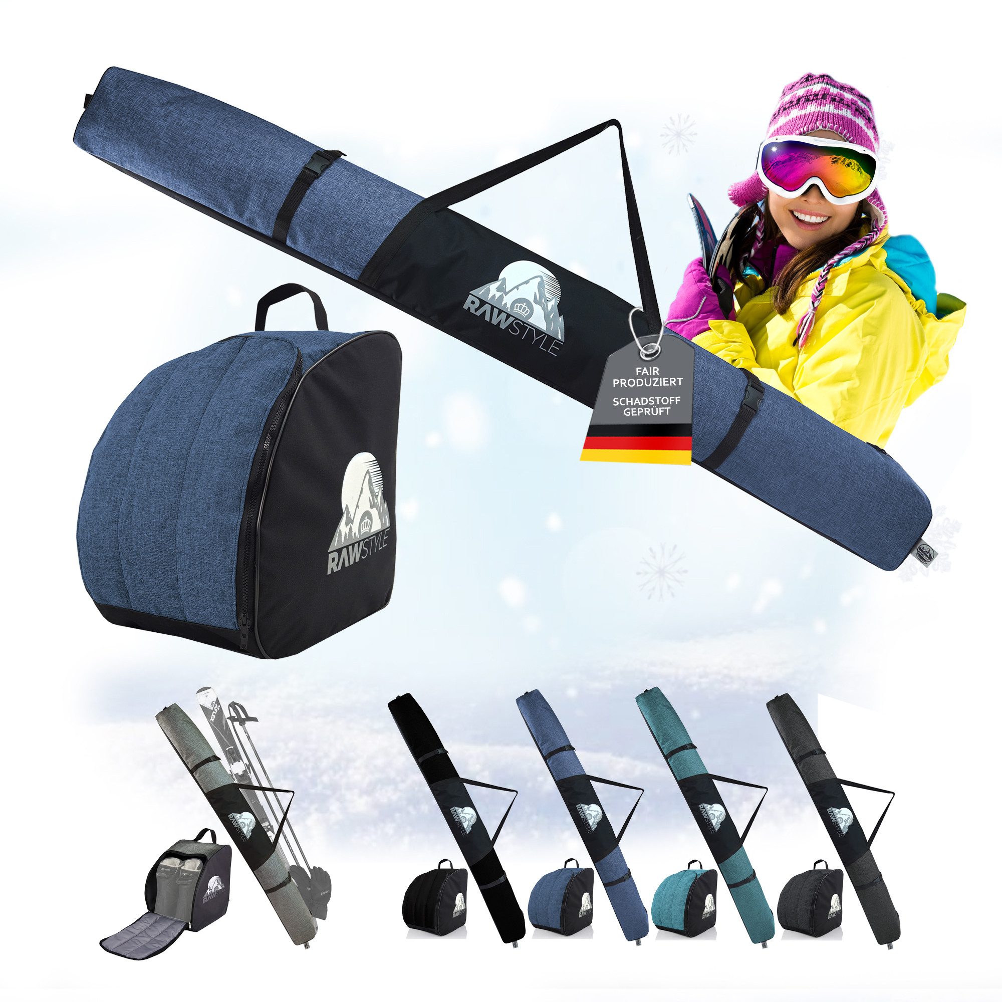 Skitasche Skitasche Ski-Schuh-Tasche KOMBI SET 160cm oder 180cm wasserdicht Mod3