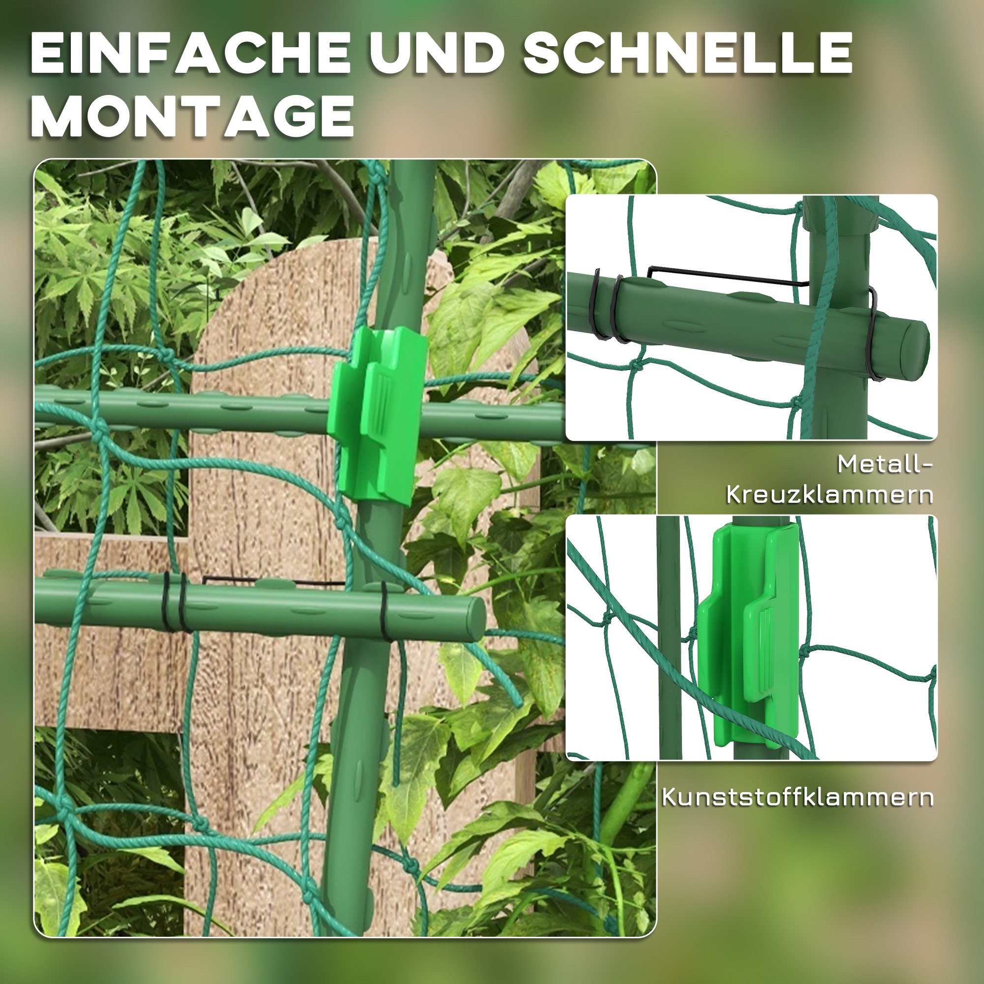 Outsunny Rankhilfe Rankgitter aus Metall rostfrei Garten Spalier Schwarz Pflanzengerüst, 1 St., Pflanzengitter, für Garten, Balkon, Stahl, Grün, 144 x 167 x 206 – Bild 5 von 5