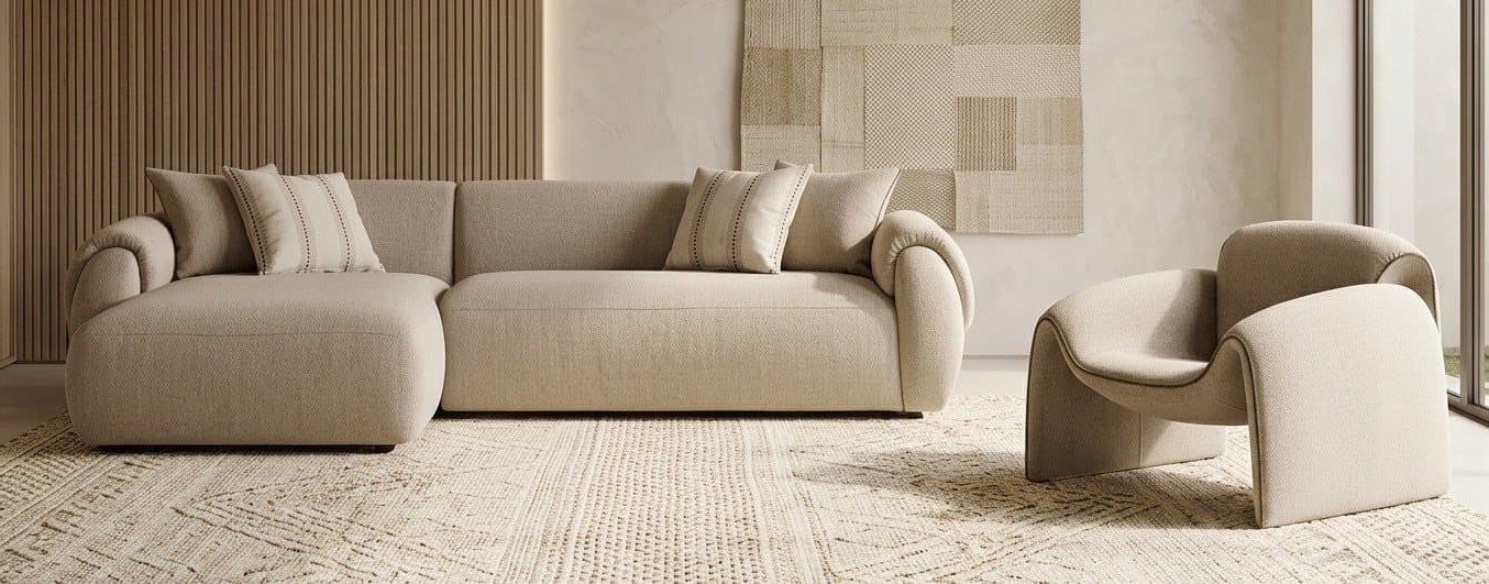 Xlmoebel Ecksofa Ecksofa L Form Sessel Beige modern bequem komfortabel Wohnzimmer, 2 Teile