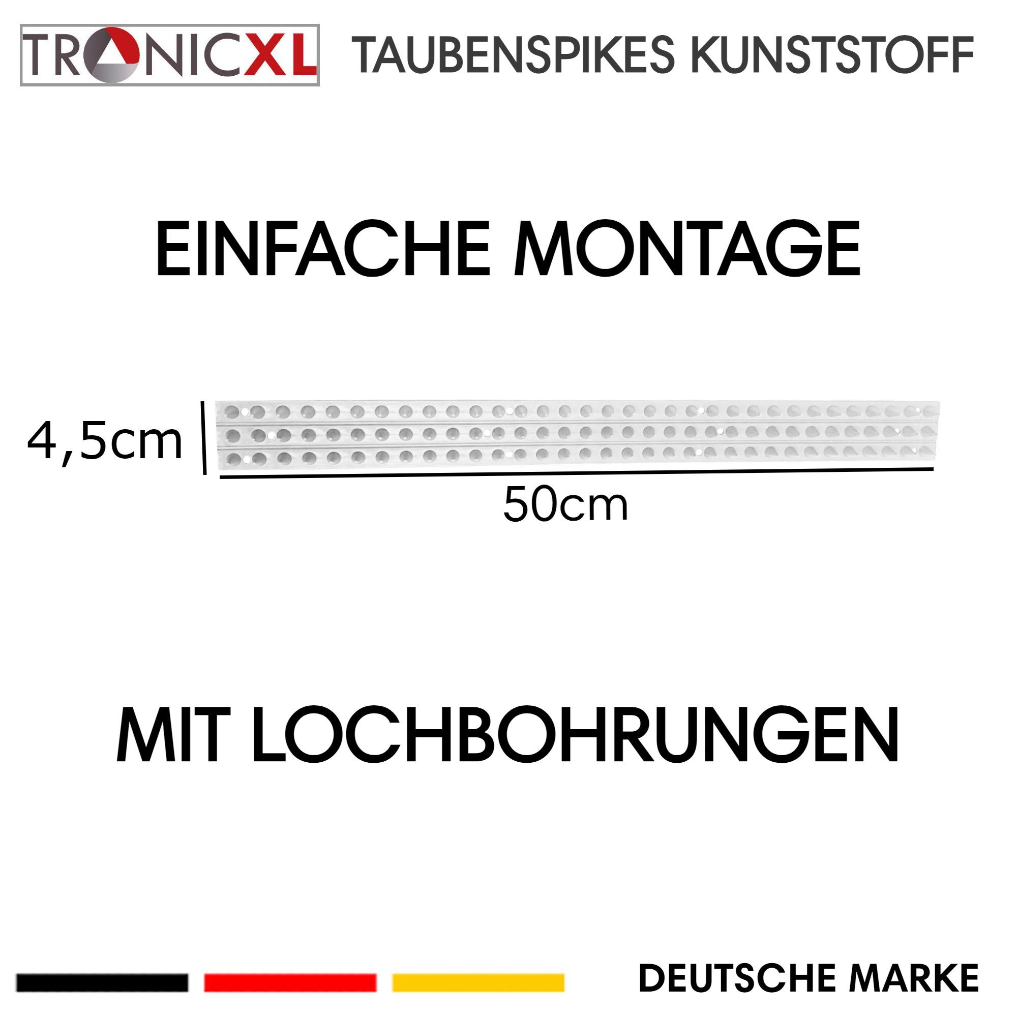 TronicXL Taubenspikes 20x weiss Taubenspikes =10m Spikes Vogelschutz  Katzenabwehr Kunststoff, 20-St.