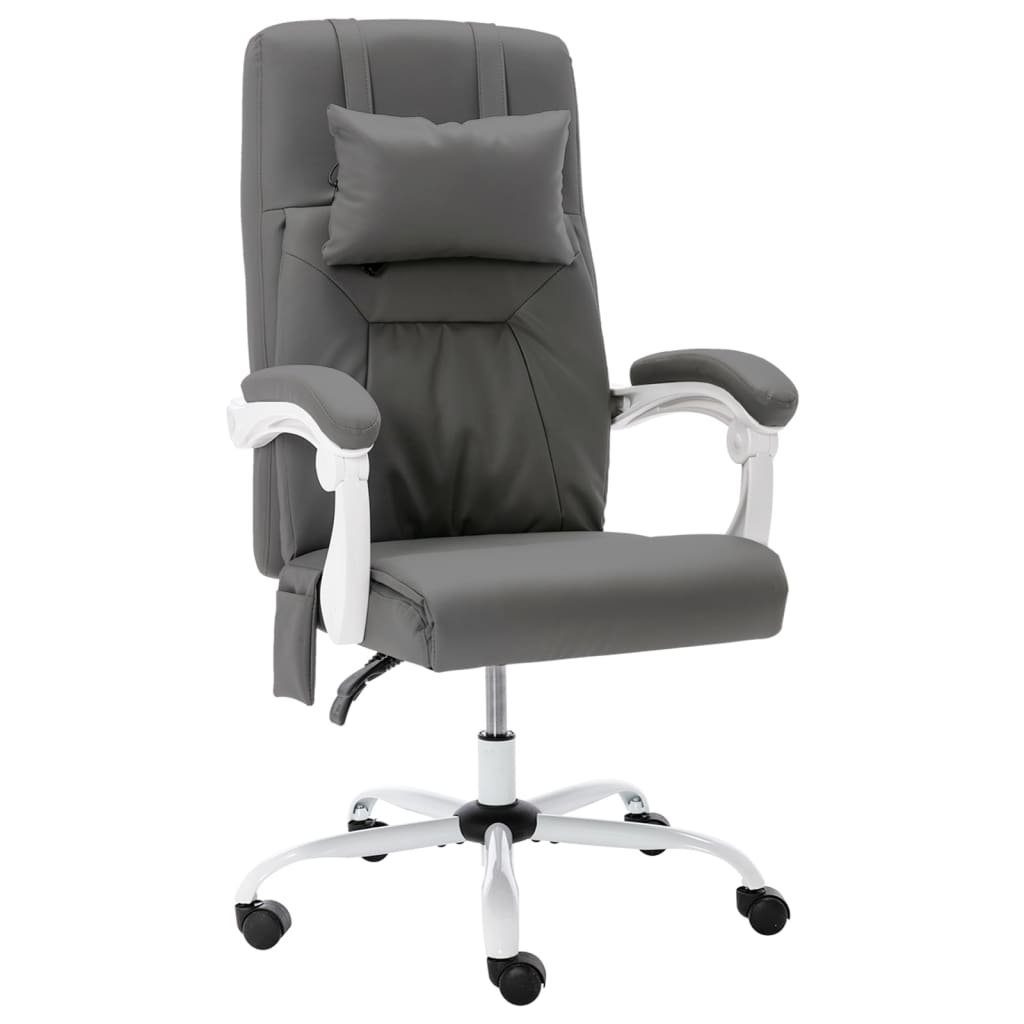vidaXL Bürostuhl Massage-Bürostuhl Grau Kunstleder (1 St)