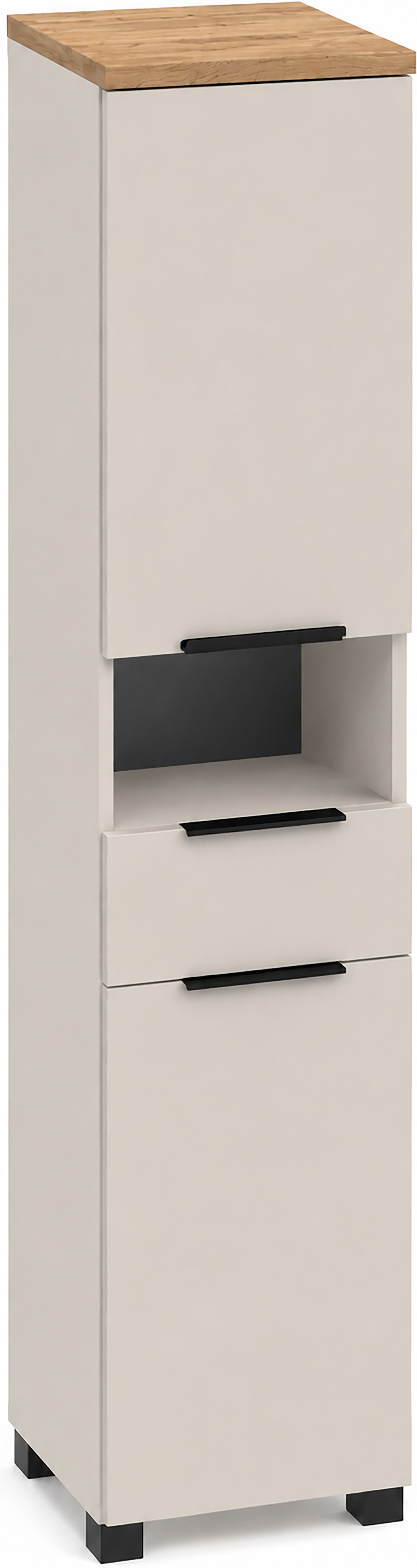 Schildmeyer Hochschrank Saga, mit fühlbarer Holzstruktur, Breite 40 cm, Made in Germany (1-St) Eiche Landhaus Dekor mit fühlbarer Struktur, Made in Germany