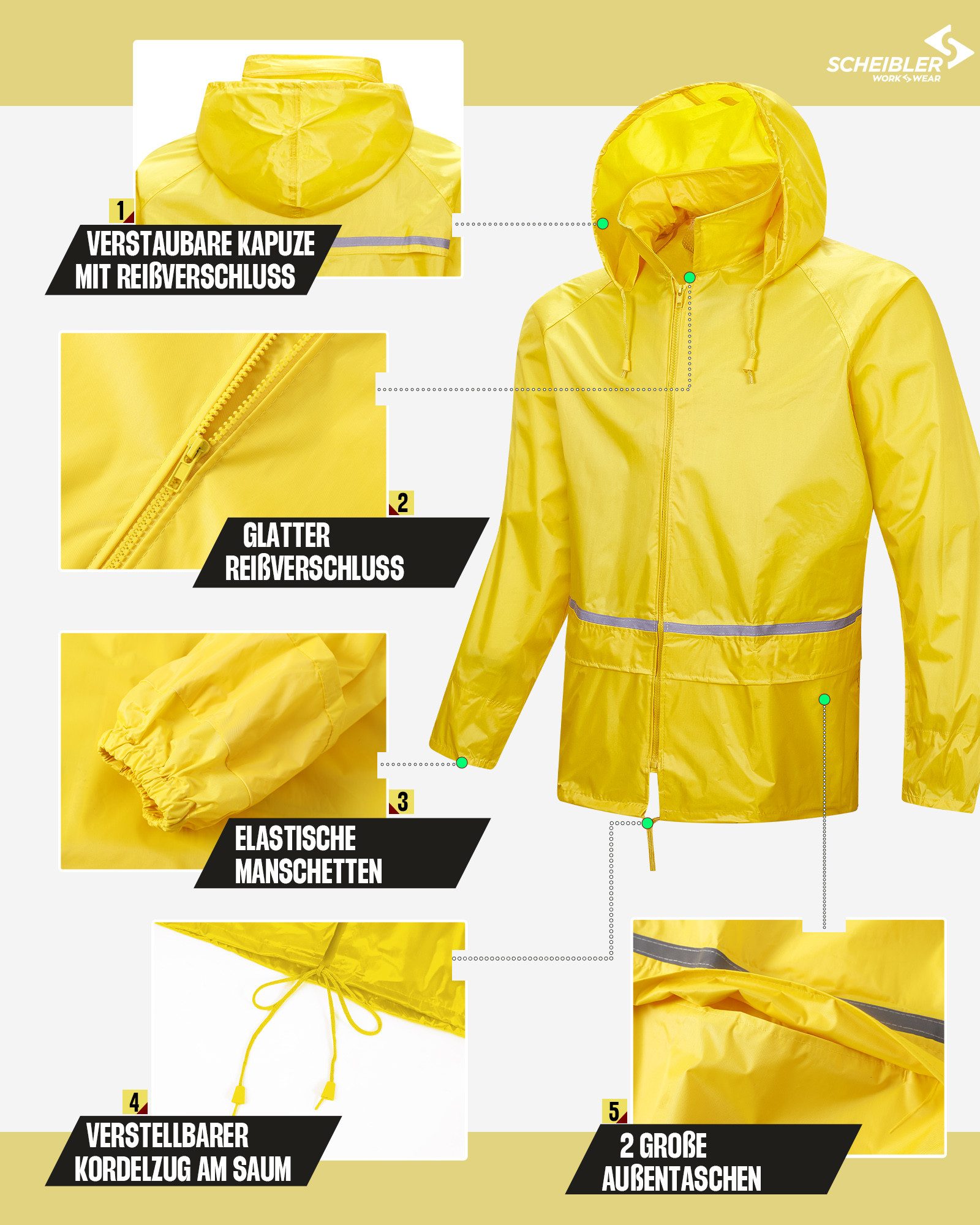 SCHEIBLER WORKWEAR Regenjacke Basic wasserdicht und winddicht mit Reflektor günstig online kaufen