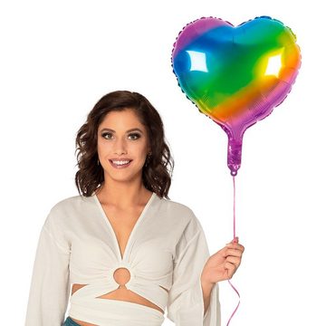 Boland Folienballon Herz Folienballon regenbogen, Herzförmiger Ballon - für Helium und Luft geeignet