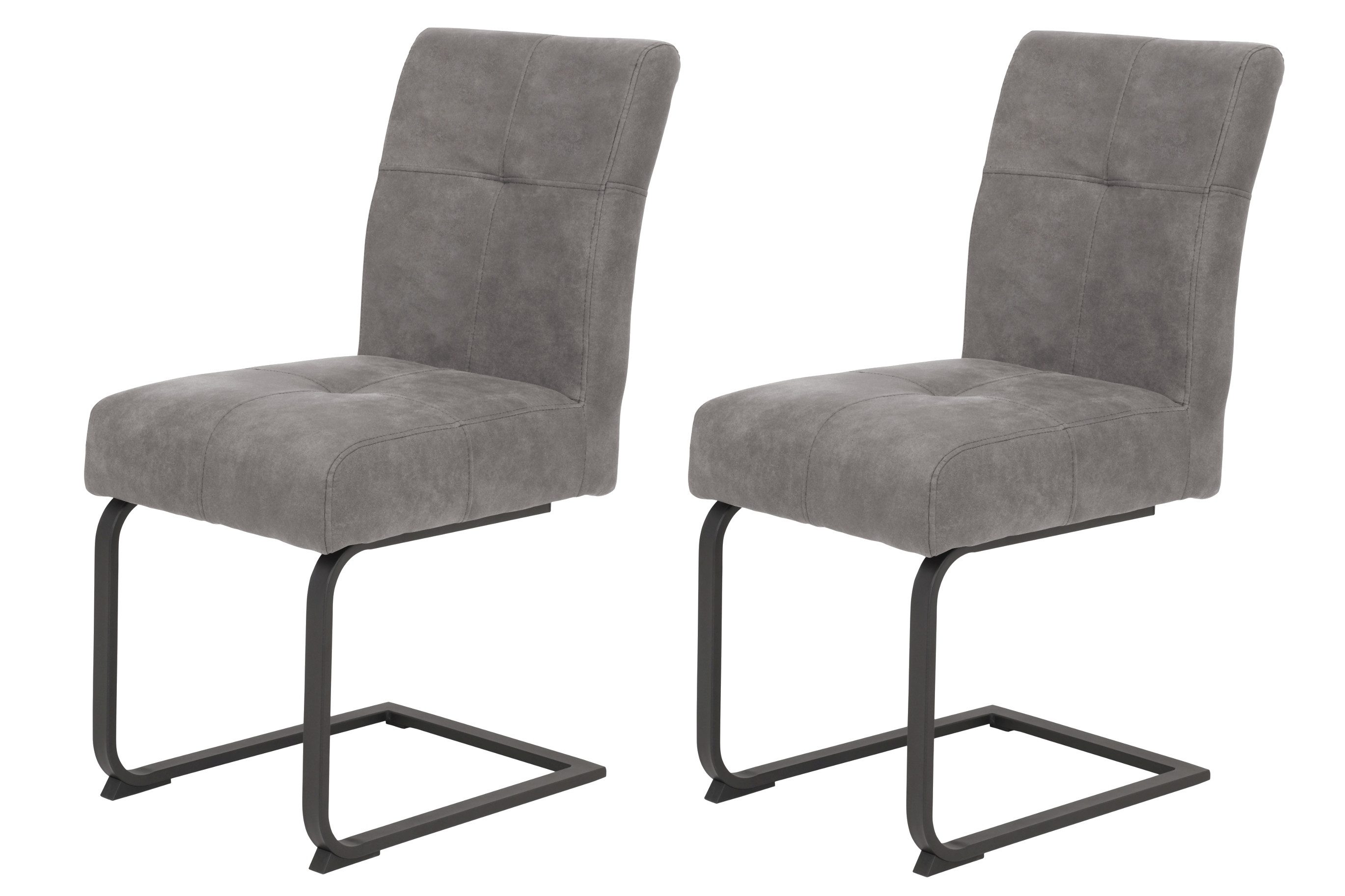 freiraum Freischwinger Freischwinger >LUISE S< (2er-Set) mit Federkorb, Vintage Grau - 43x91x, (2er-Set) mit Federkorb, Vintage Grau - 43x91x65 (BxHxT)