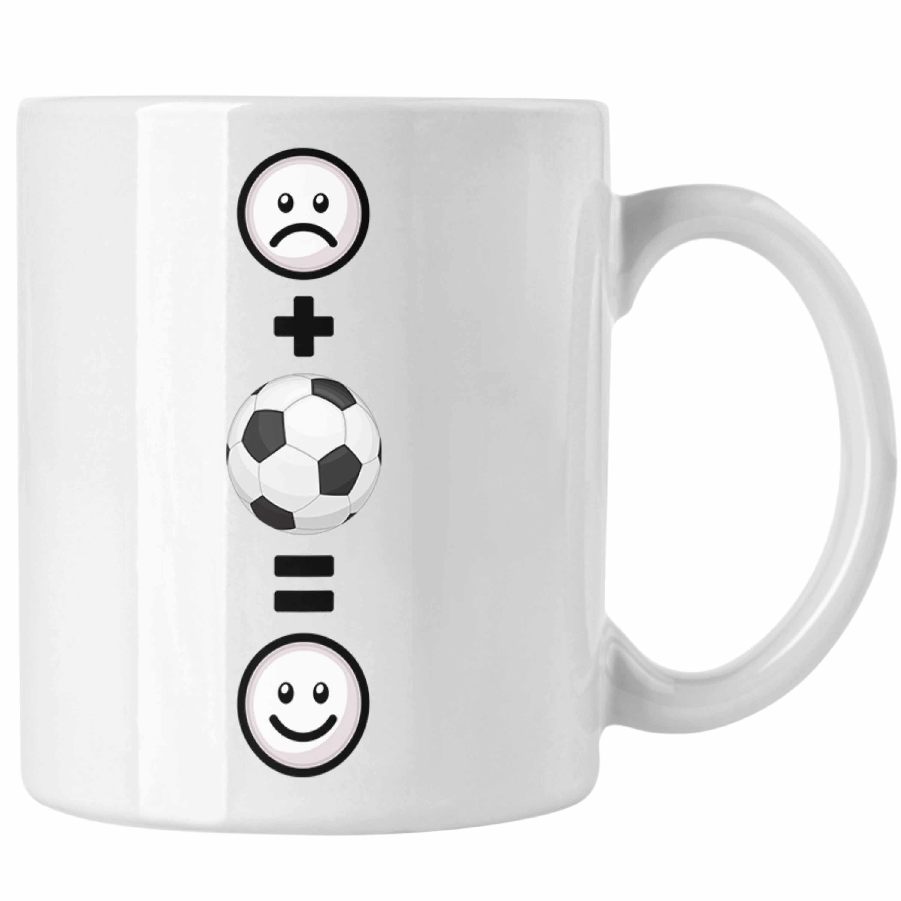 Trendation Tasse Fußball Tasse Geschenk für Fußballspieler Trainer :(Fußball) L Weiss