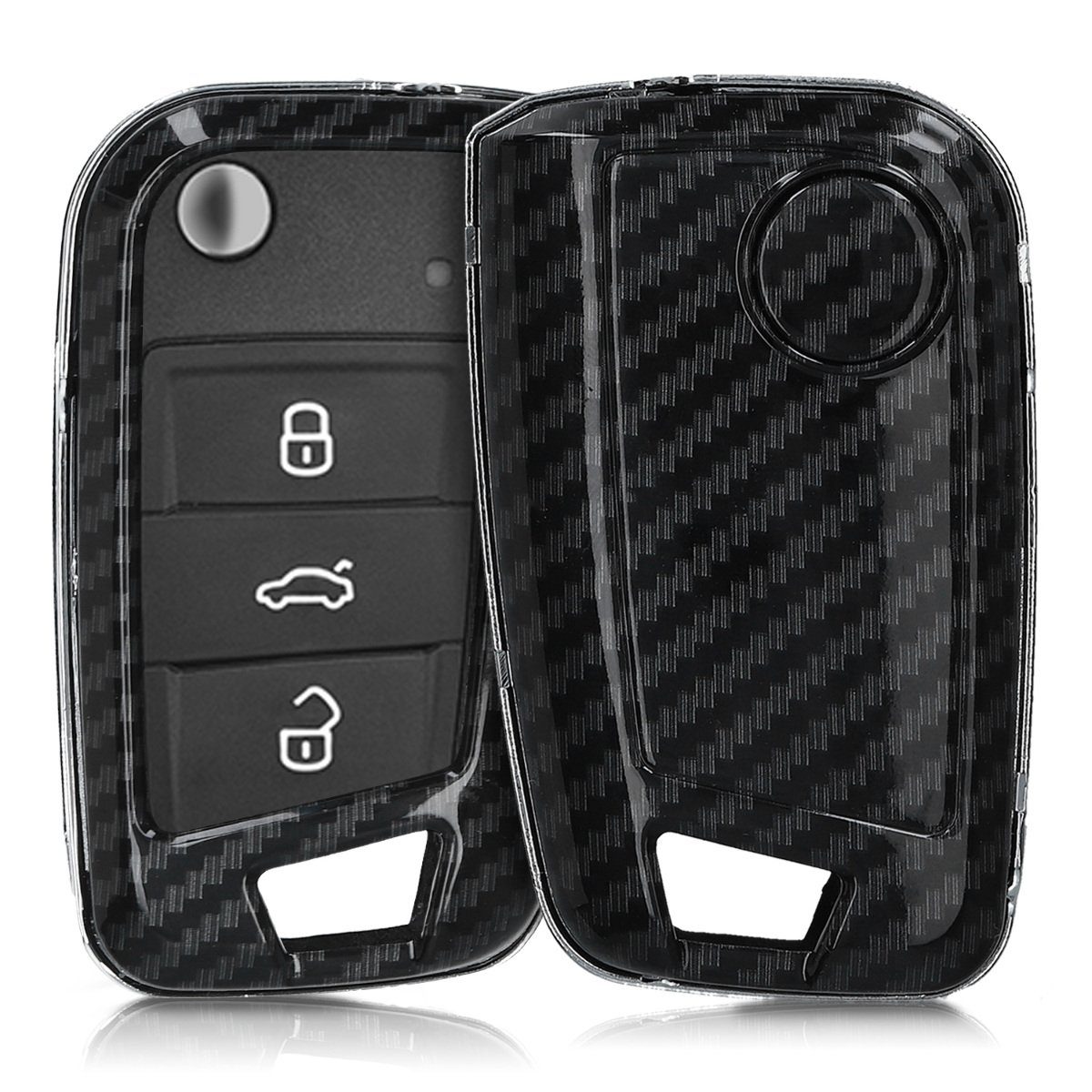 7 Hülle Schlüsseltasche VW Autoschlüssel Schwarz kwmobile Schlüsselhülle Schutzhülle Hardcover Golf für MK7,