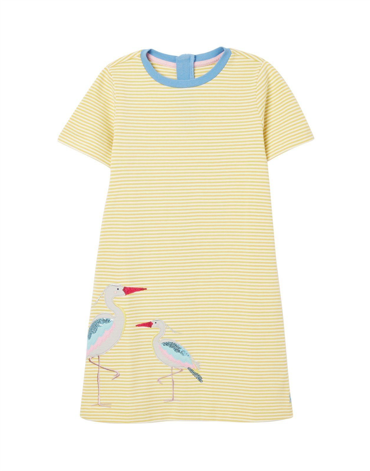 Tom Joule Sommerkleid TOM JOULE Kleid Rosalee Kleid mit Kranichen gelb gestreift