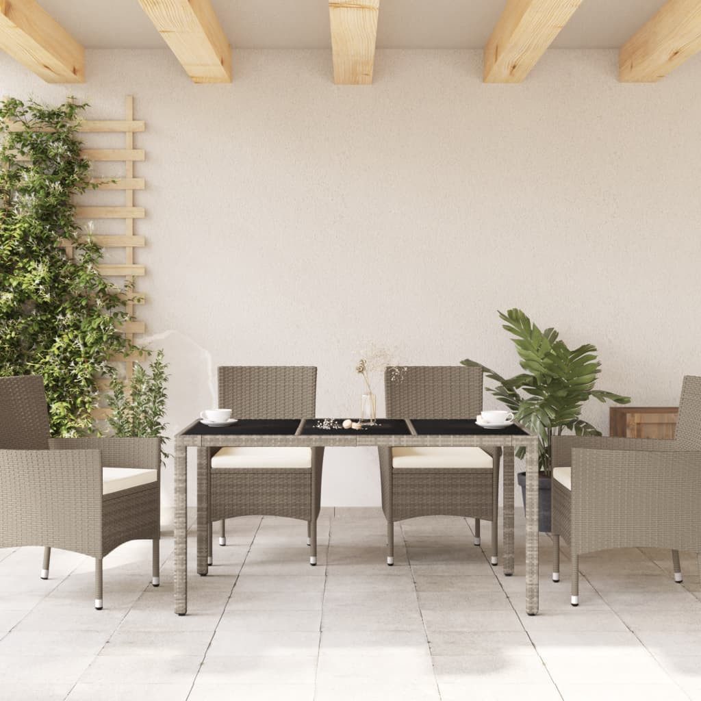 vidaXL Gartentisch Gartentisch mit Glasplatte Hellgrau günstig online kaufen
