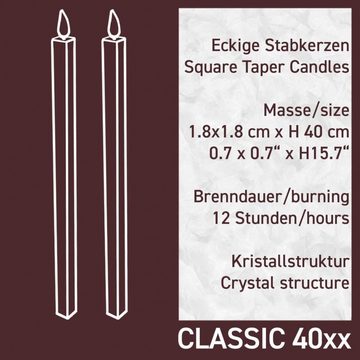Amabiente Tafelkerze Kerze CLASSIC feuerrot 40cm - 2er Set