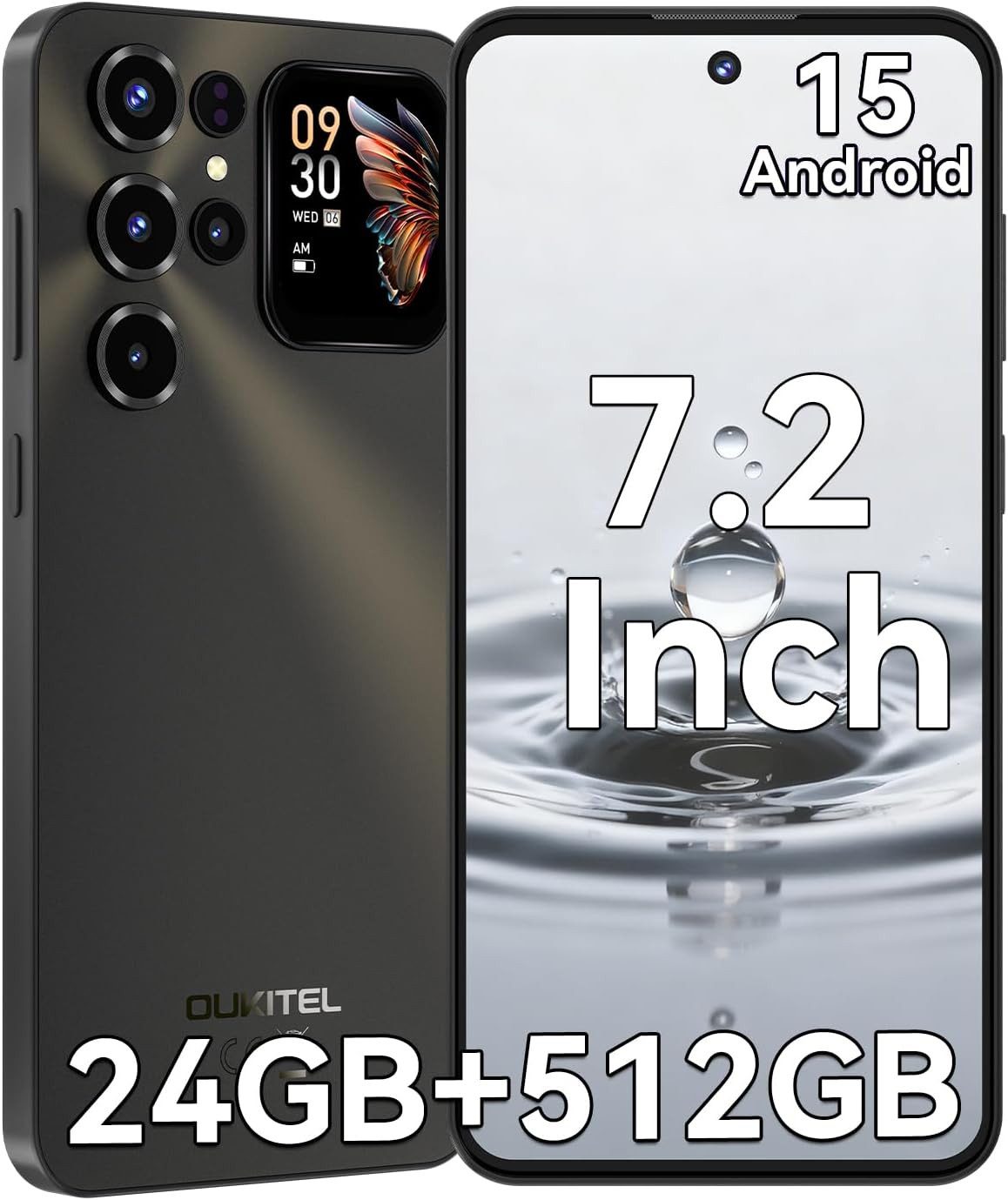 OUKITEL C68 Plus Android 15 Smartphone (18,28 cm/7.2 Zoll, 512 GB Speicherplatz, 64 MP Kamera, 6000mAh, 24(8+16)GB+512GB /1TB, 7.2" HD+ 120Hz, Dual SIM/ NFC)