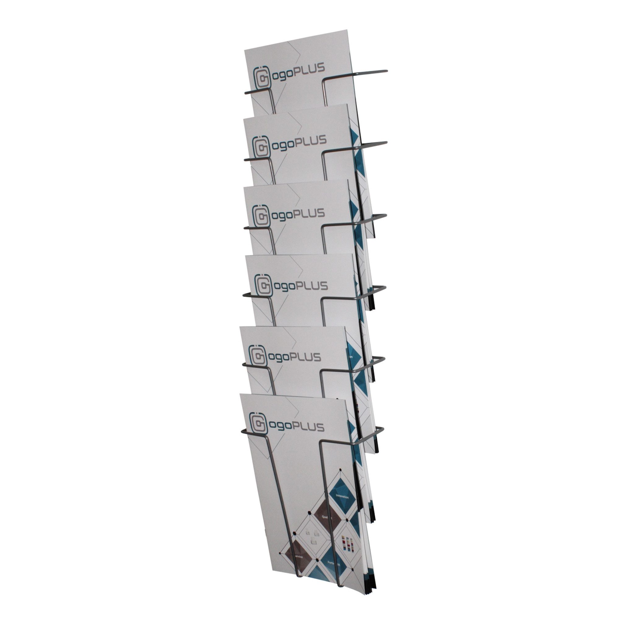 ogoPLUS Zeitungsständer 6 Fach Din A4 Hochformat Metall Wandprospekthalter, günstig online kaufen