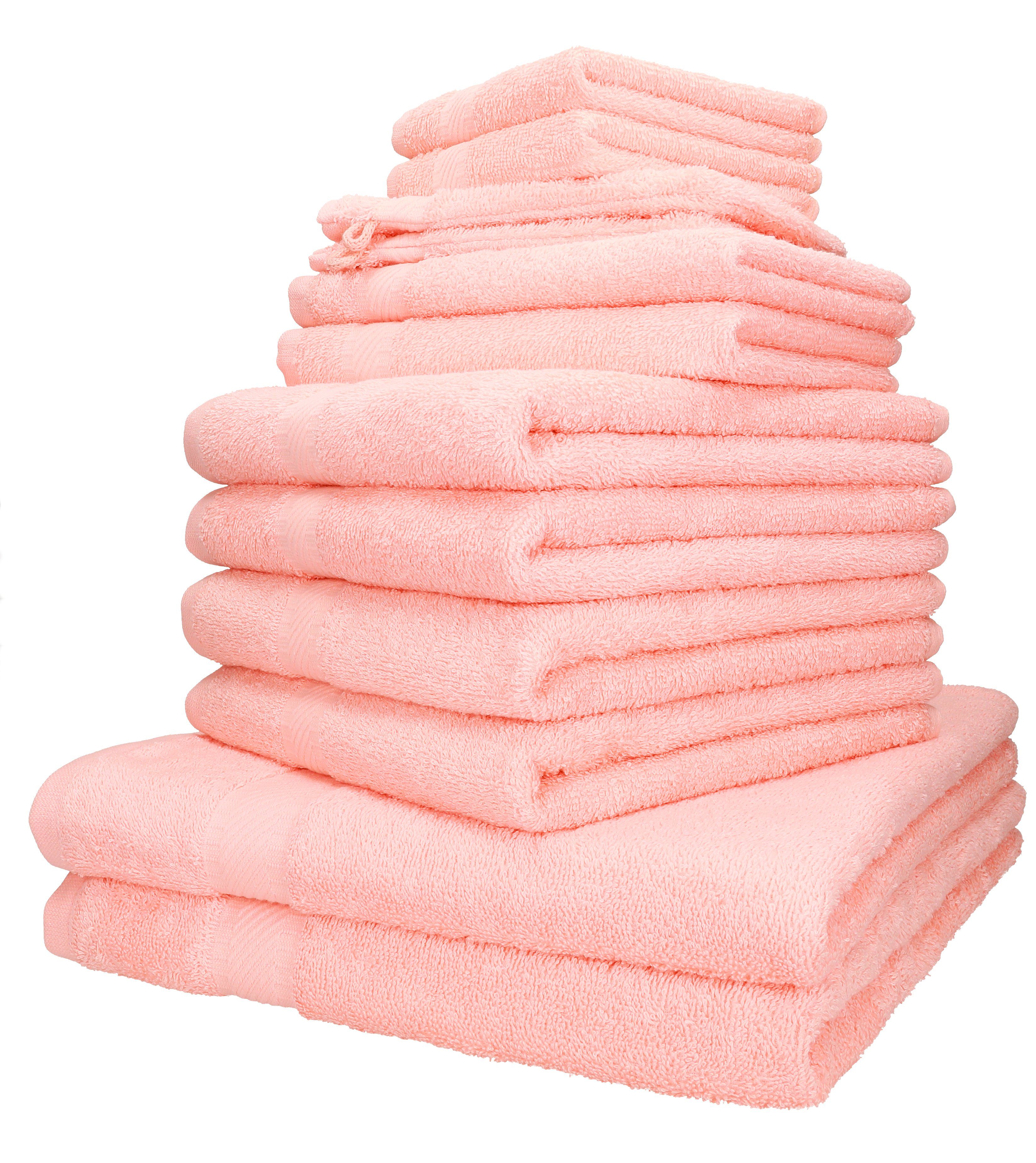 Baumwolle, (12-tlg) 100% Palermo Handtuch Handtücher 2 100% 2 4 Waschhandschuhe, 2 Liegetücher 2 12-TLG. Set Gästetücher Handtuch-Set Baumwolle Seiftücher apricot Betz