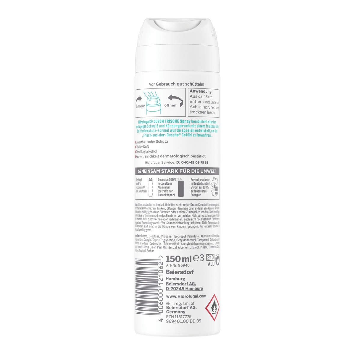 Hidrofugal Deo-Spray HIDROFUGAL DUSCH FRISCHE 4 x 150 ml, Set, 4-tlg.