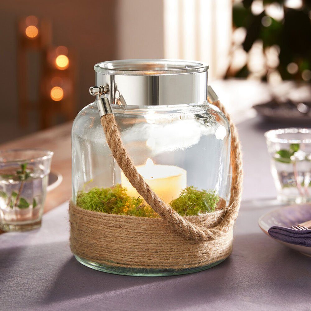 Home-trends24.de Windlicht Windlicht Natur Kerzenhalter Teelicht Kerzenständer Sisal Kerze