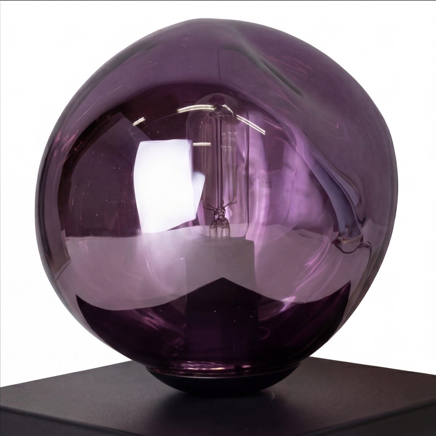 Licht-Erlebnisse Tischleuchte CLONLINA, ohne Leuchtmittel, Glas Lila verspiegelt E14 17,5 cm Lava-Glas Nachttisch Schlafzimmer