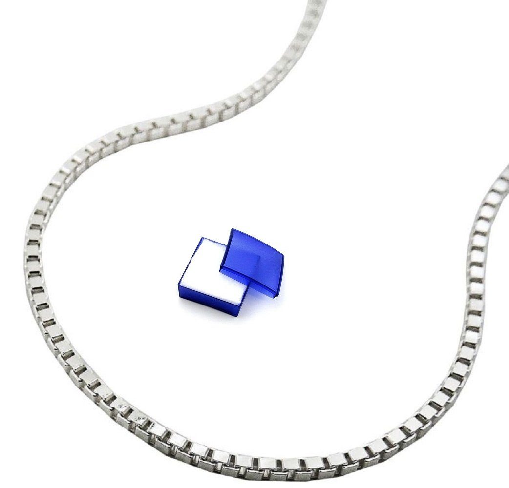 unbespielt Silberkette Halskette 1 mm Venezianerkette 925 Silber 50 cm inkl. Schmuckbox, Silberschmuck für Damen und Herren