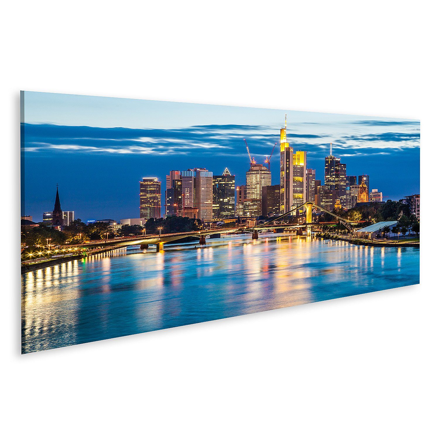 Leinwandbild Bild auf Leinwand Schöne Aussicht Auf Frankfurt Am Main Skyline An Der
