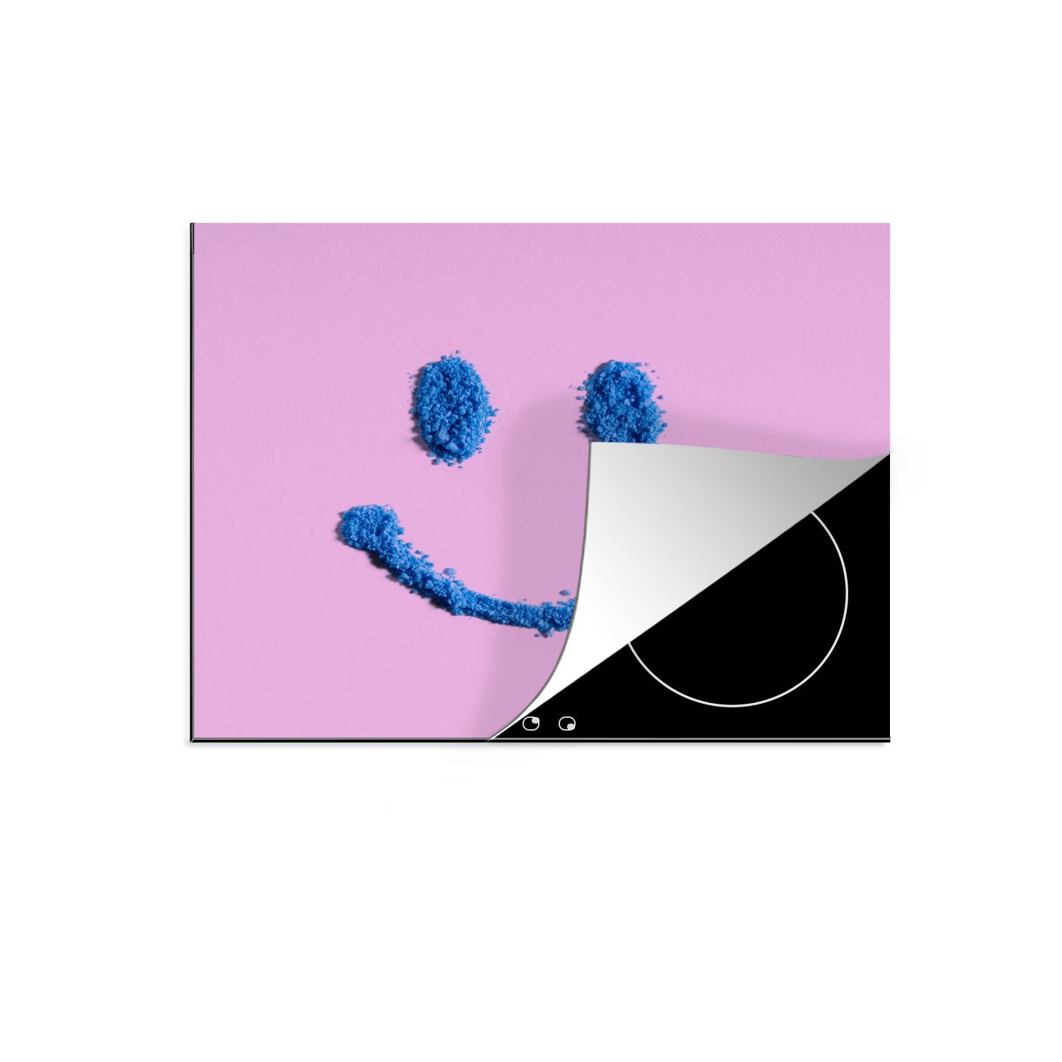 MuchoWow Herdblende-/Abdeckplatte Lächelndes Smiley-Gesicht aus Pulver, Vinyl, (1 tlg), 71x52 cm, Induktionskochfeld Schutz für die küche, Ceranfeldabdeckung