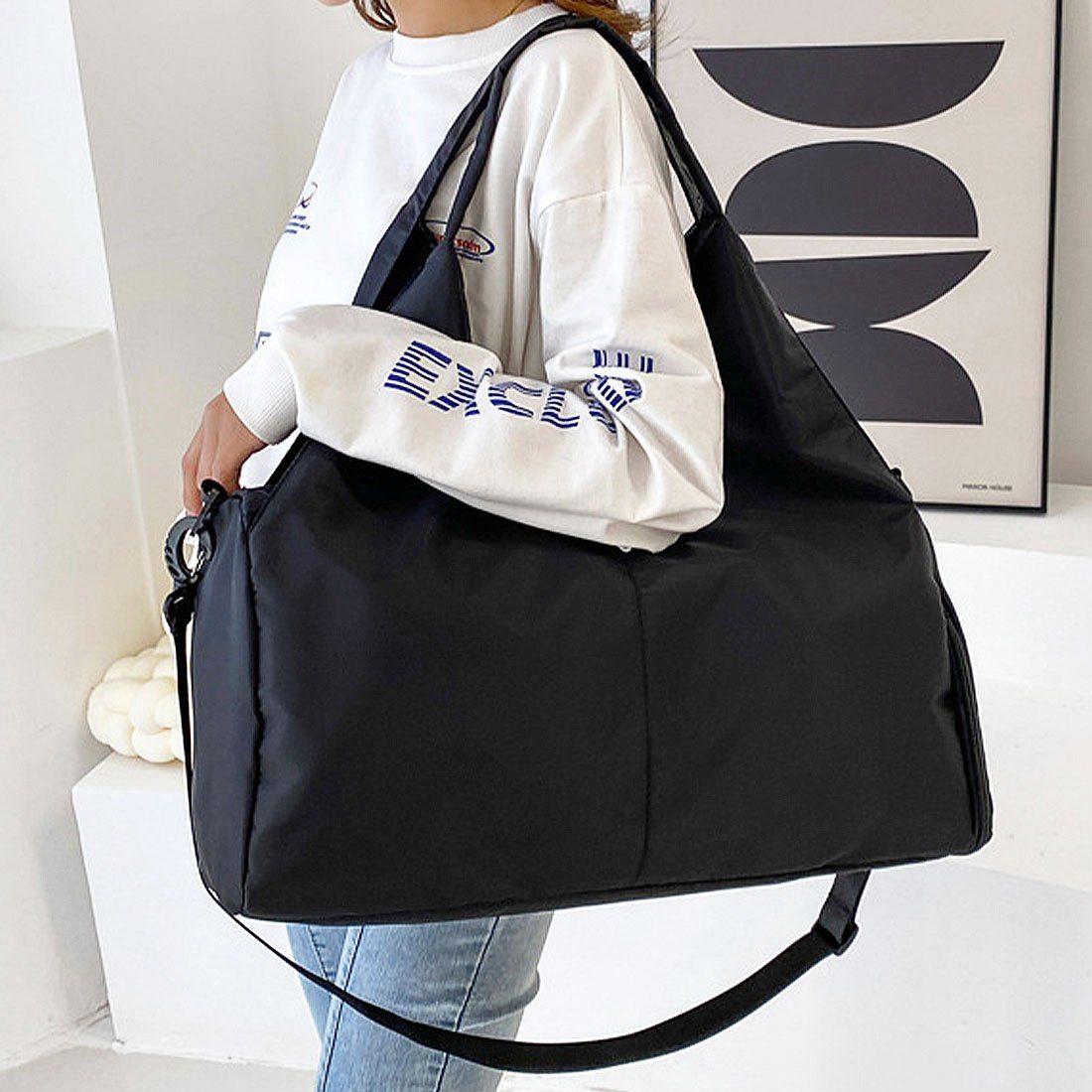 DÖRÖY Frauen, Schwarz trockene Reisetasche nasse für und Sporttasche Sporttasche Yogatasche,