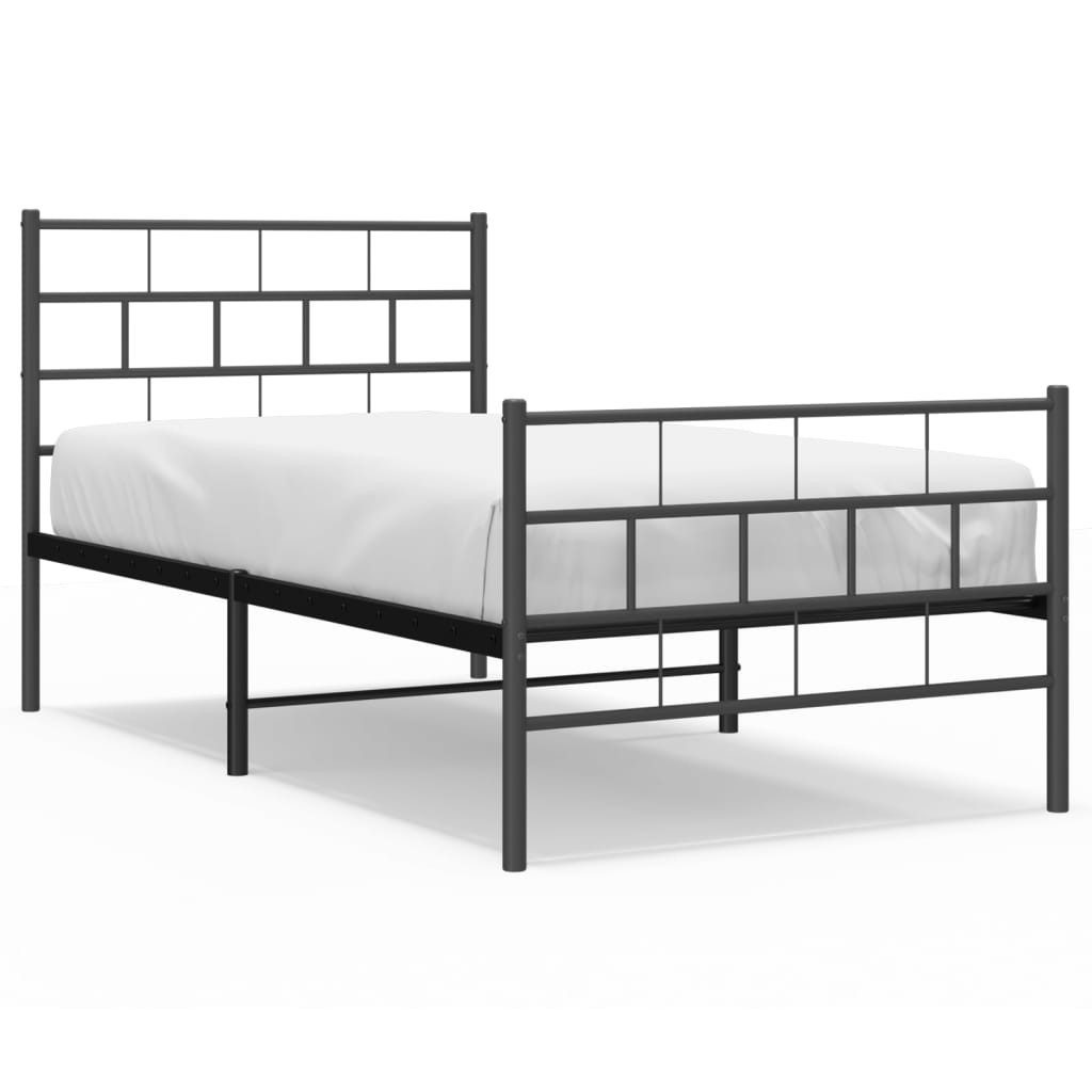 vidaXL Bett Bettgestell mit Kopf- und Fußteil Metall Schwarz 75x190 cm günstig online kaufen