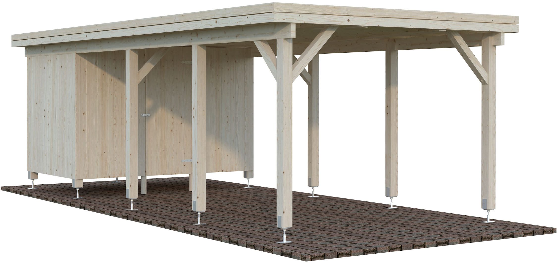 Palmako Einzelcarport Karl mit Geräteraum, BxT: 360x764 cm, 199 cm Einfahrtshöhe