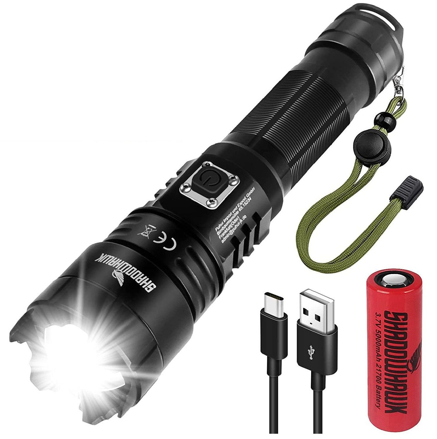 LED Taschenlampe Extrem Hell 12000 Lumen USB Aufladbar Taschenlampen