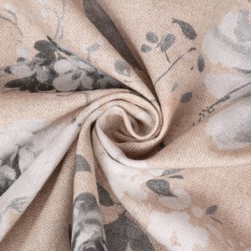 SCHÖNER LEBEN. Stoff Dekostoff Leinenoptik Romantic Flower Rosen beige grau 140cm, Digitaldruck