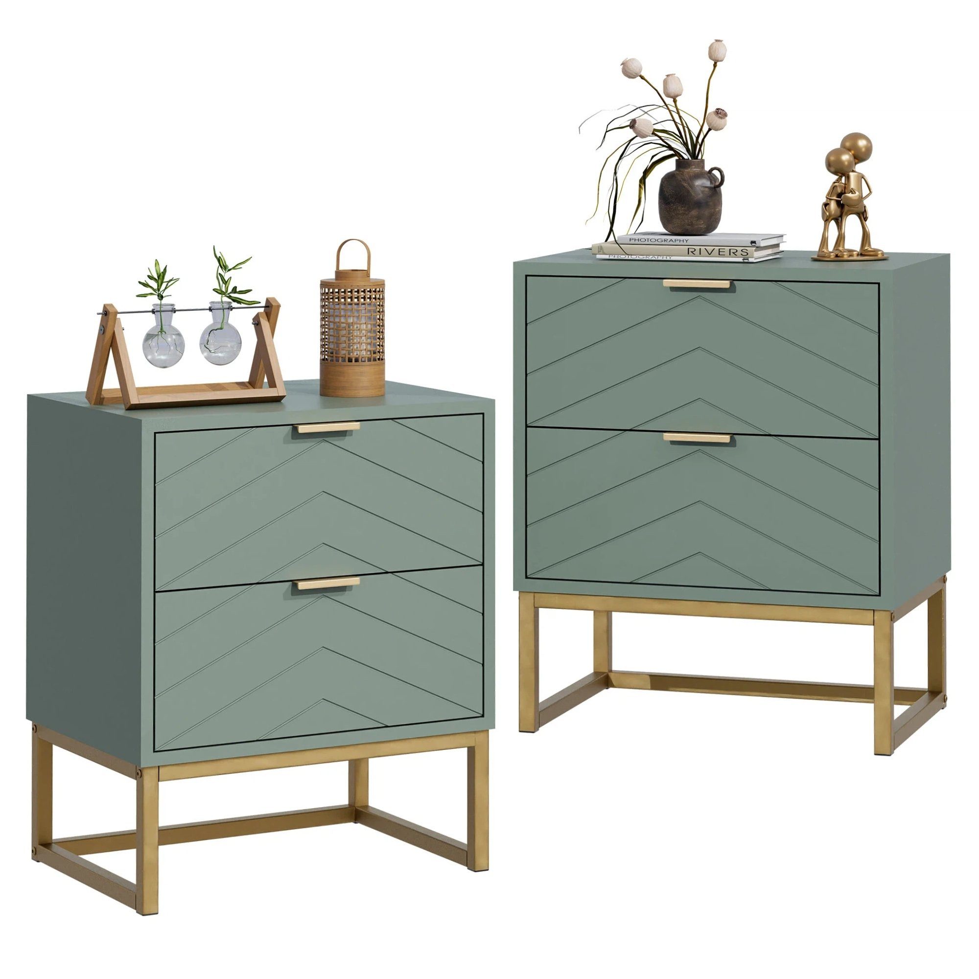 UEV Nachttisch 2er Set, Nachtkommode mit Schubladen (Nachtschrank mit 2 Sch günstig online kaufen