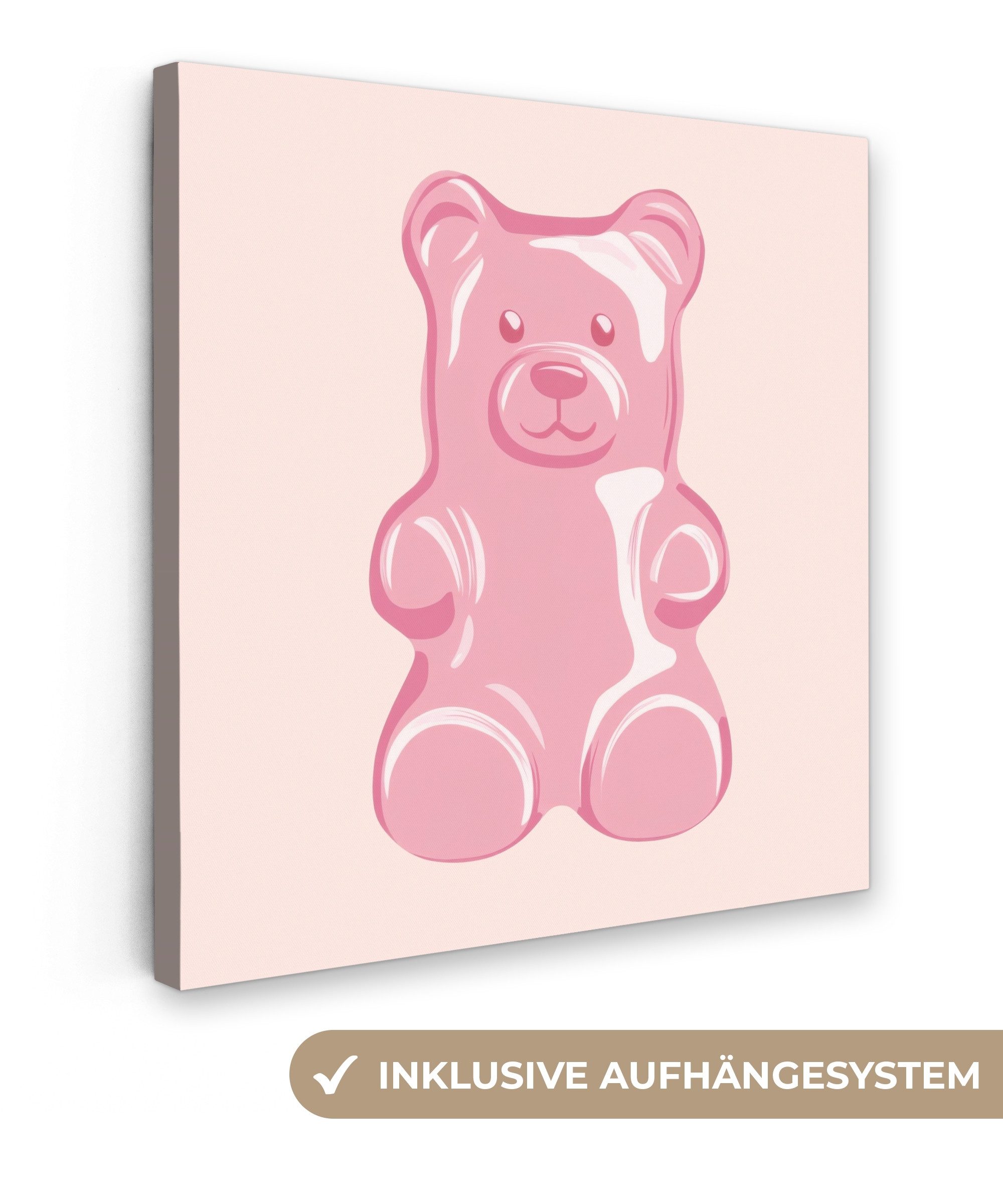 OneMillionCanvasses® Leinwandbild Bär - Rosa - günstig online kaufen