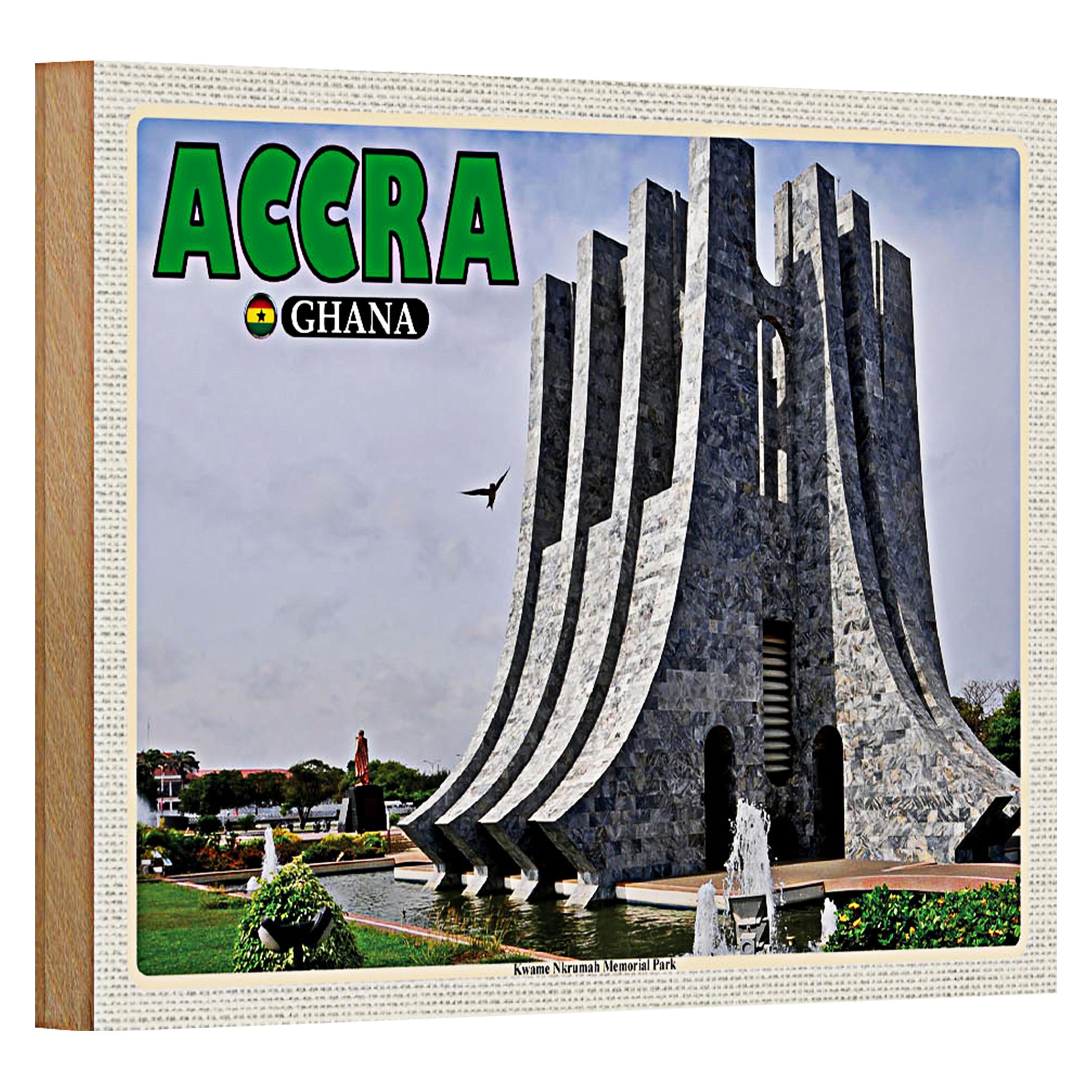 Roomando Holzbild Reise 18x12cm Accra Ghana Kwame Nkrumah Memorial Park