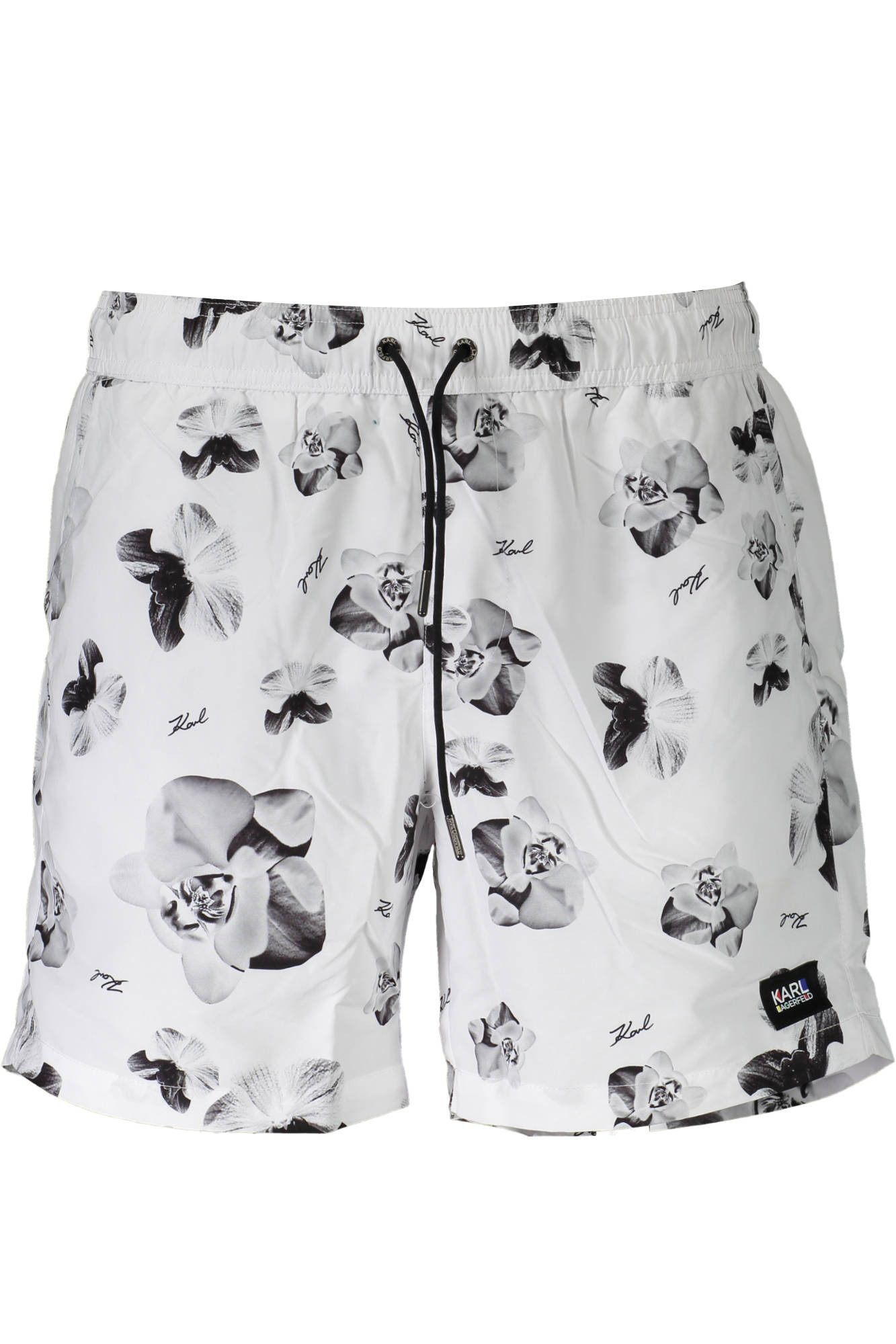 KARL LAGERFELD Badeshorts Elegante weiße Herren-Badeboxer mit Taschen und Innenslip