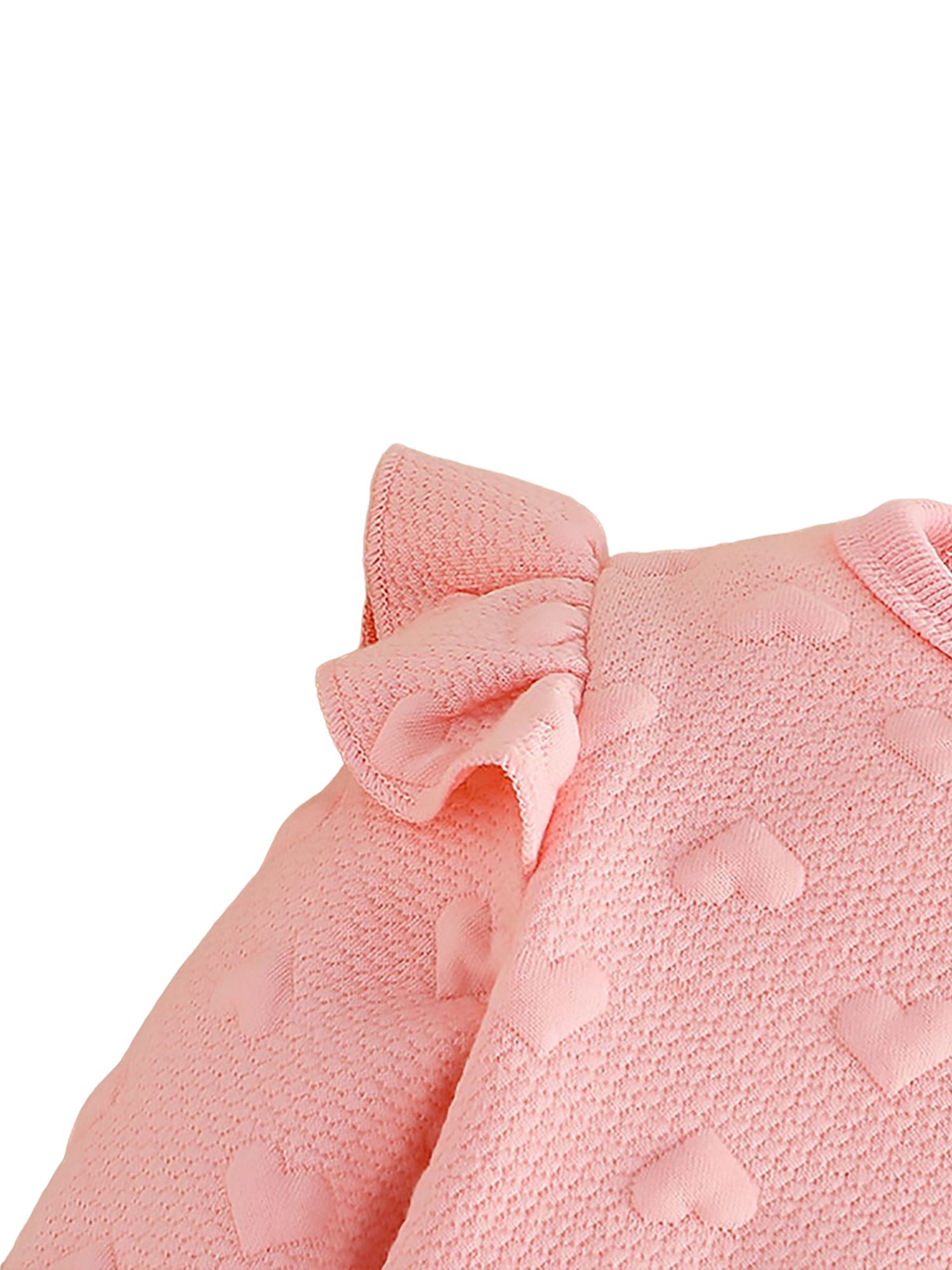 LAPA Langarmshirt & Hose fliegenden Langarmanzug Ärmeln Rosa gesticktem Babys Herzmuster mit Rippbündchen (2-tlg) einfarbig, Strickanzug