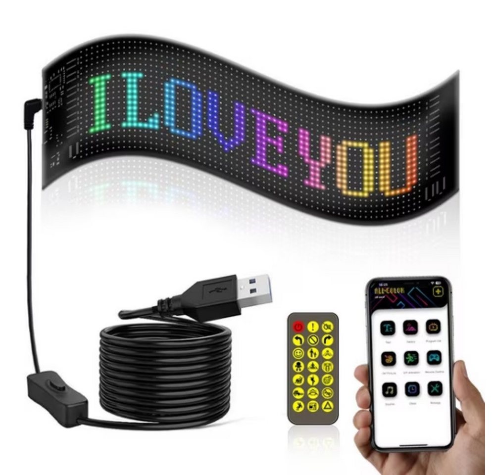 POPOLIC Handleuchte LED-Lichtleiste Billboard Zeichen Lichtanzeige Werbung (1-St., Sie werden in der Menge auffallen), LED fest integriert, Vollfarb, RGB,Programmierbares DIY-Anzeigetafel
